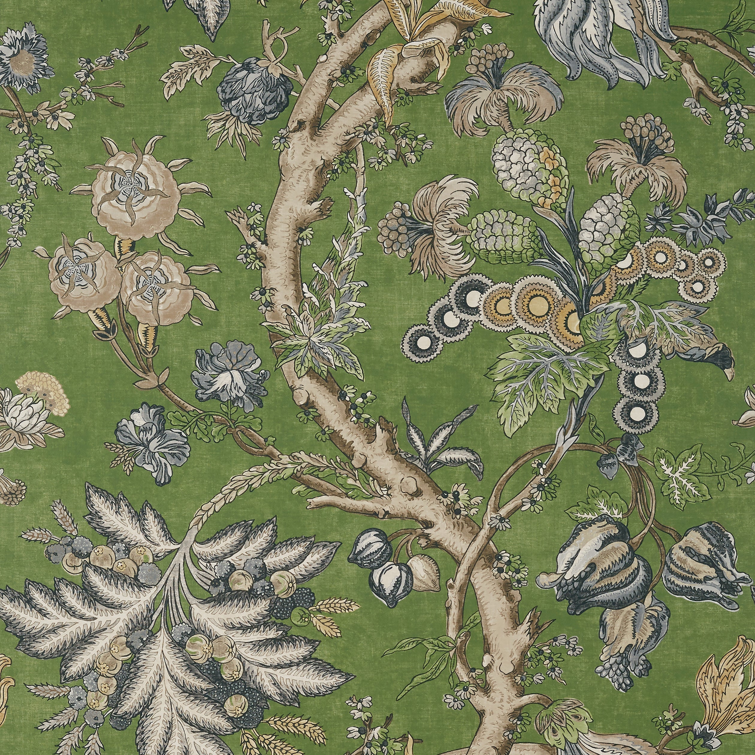 Chatelain wallpaper in green color - pattern number T10844 - by Thibaut in the Heritage by Thibaut collection