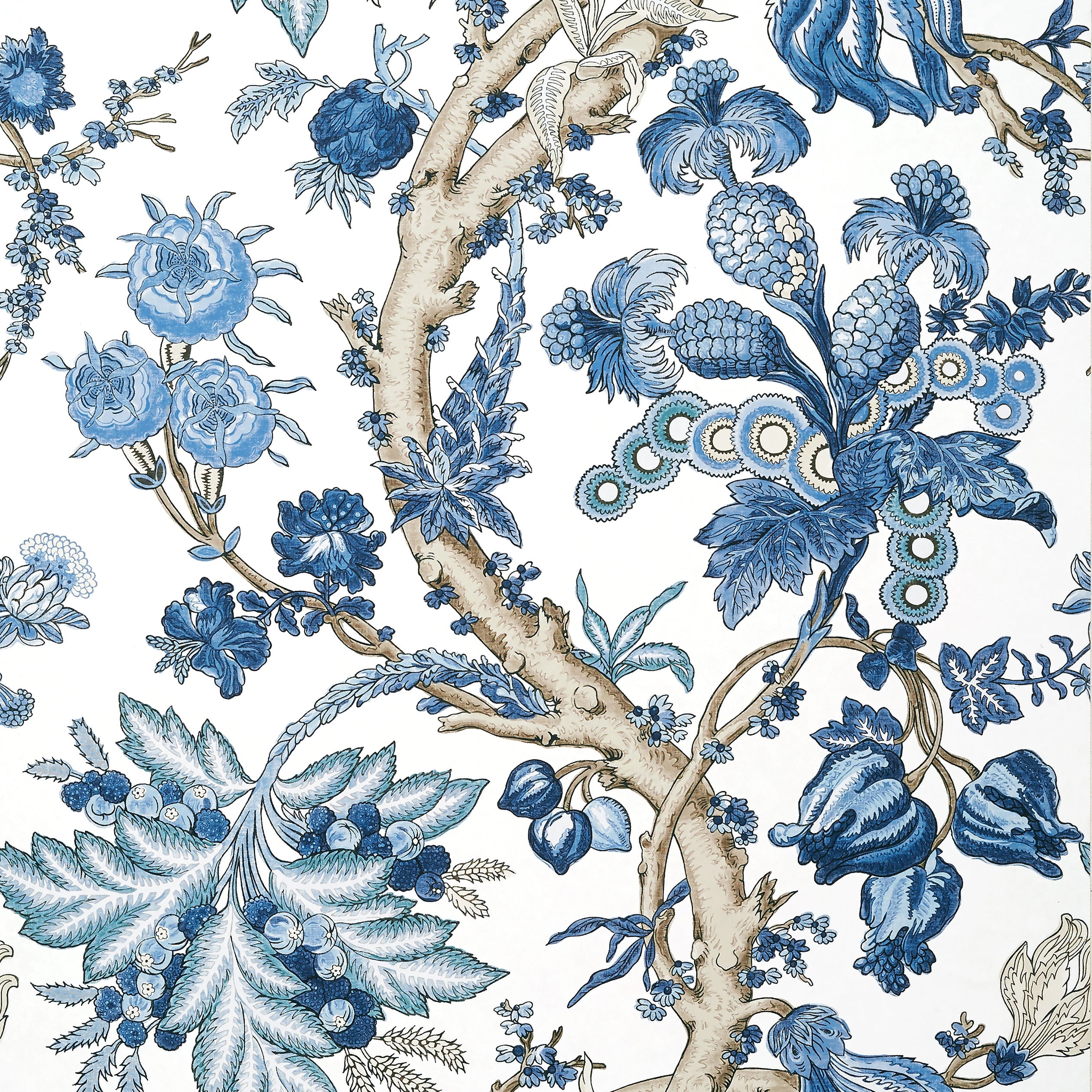 Chatelain wallpaper in blue and white color - pattern number T10846 - by Thibaut in the Heritage by Thibaut collection