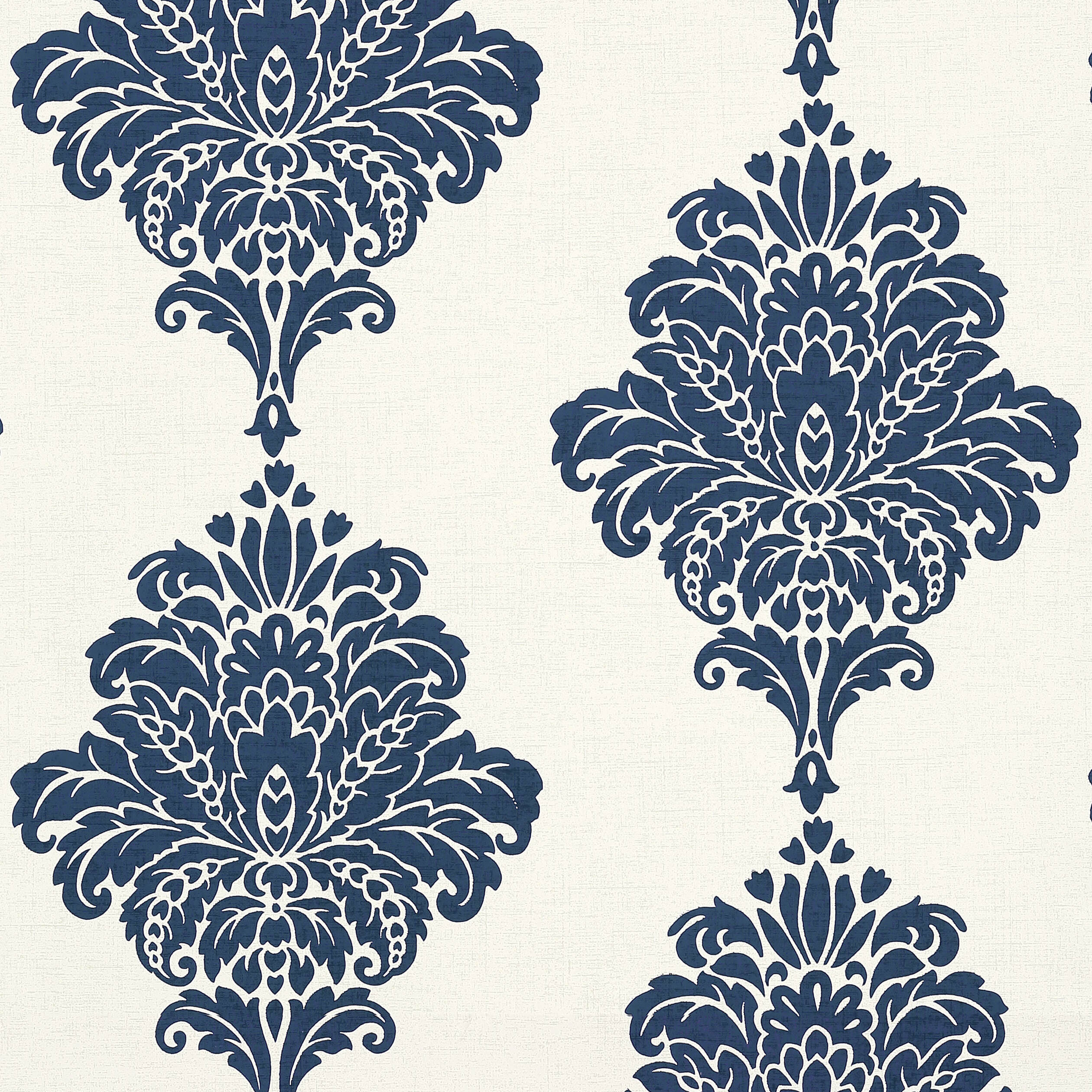 Arturo Damask wallpaper in navy color - pattern number T13014 - by Thibaut in the Monterey by Thibaut collection
