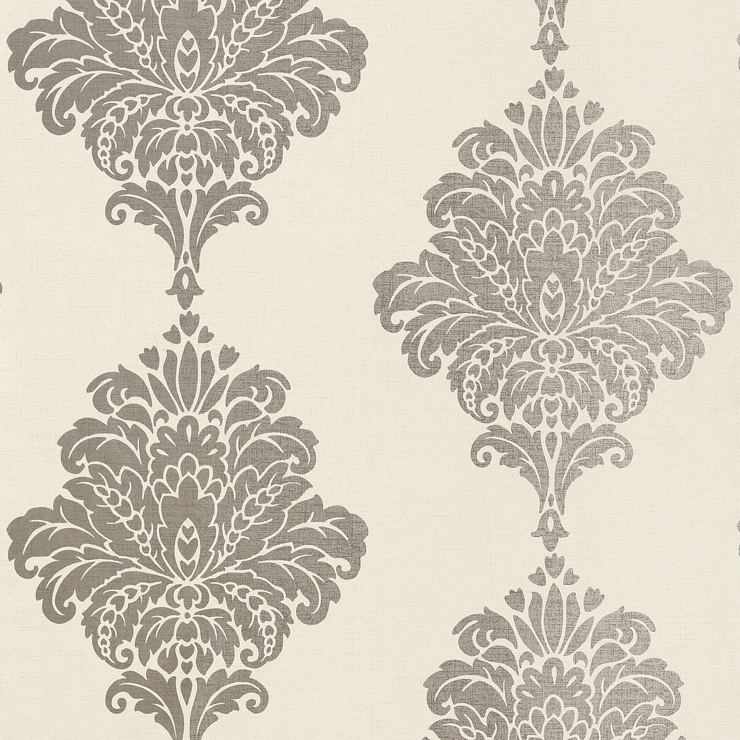 Arturo Damask wallpaper in metallic silver color - pattern number T13017 - by Thibaut in the Monterey by Thibaut collection