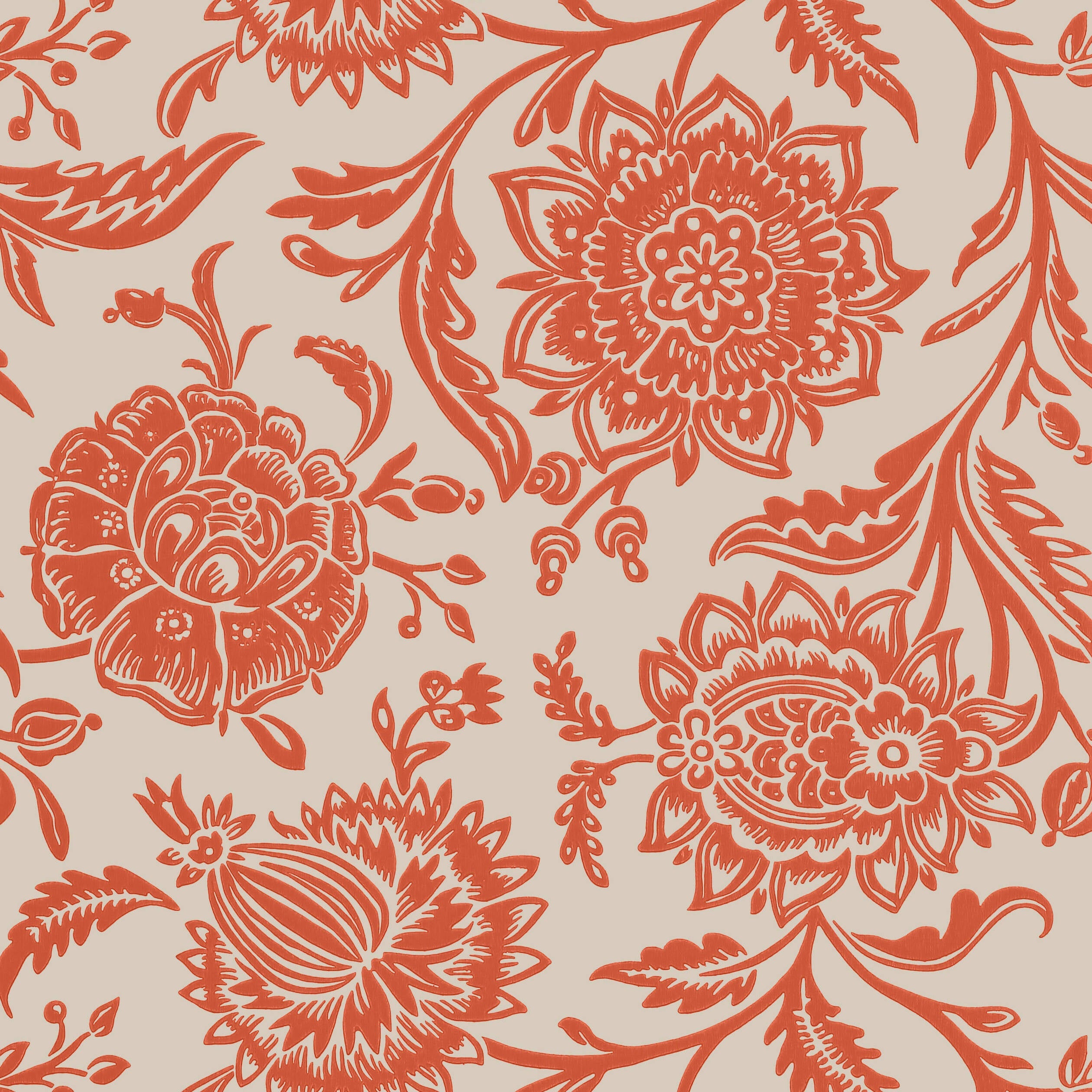 Rivera wallpaper in coral on flax color - pattern number T13047 - by Thibaut in the Monterey by Thibaut collection