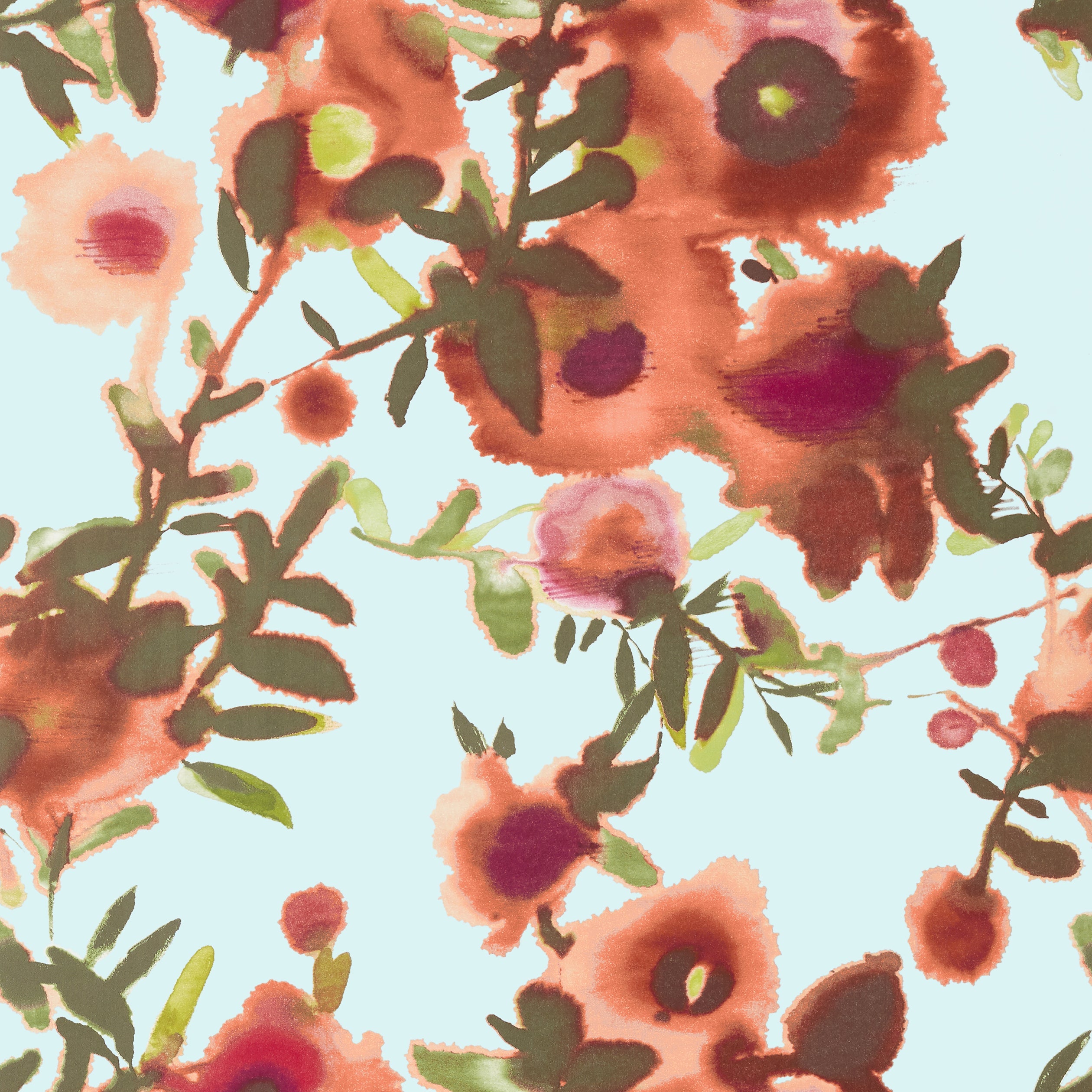 Open Spaces wallpaper in aqua and coral color - pattern number T13086 - by Thibaut in the Summer House collection