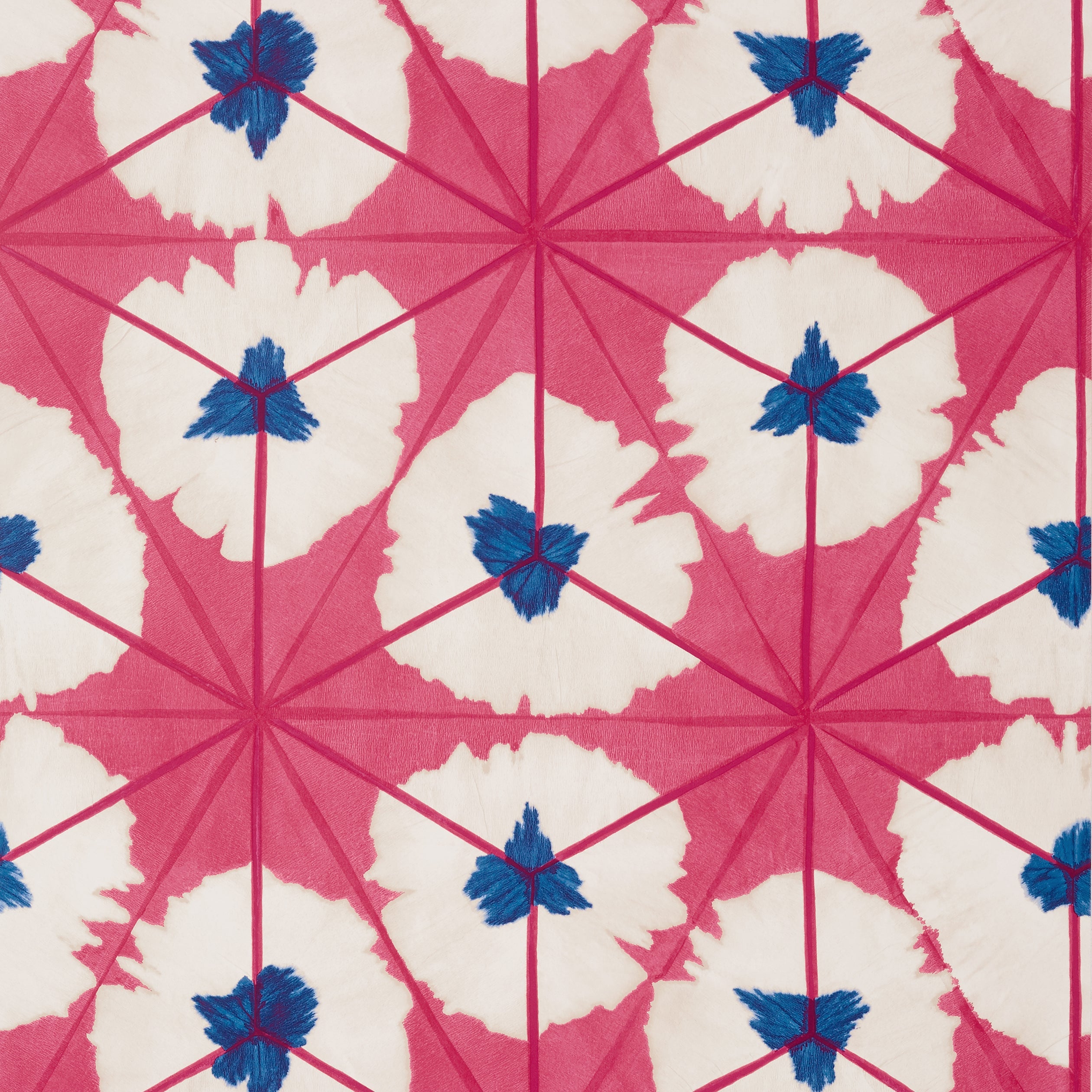 Sunburst wallpaper in pink and blue color - pattern number T13087 - by Thibaut in the Summer House collection