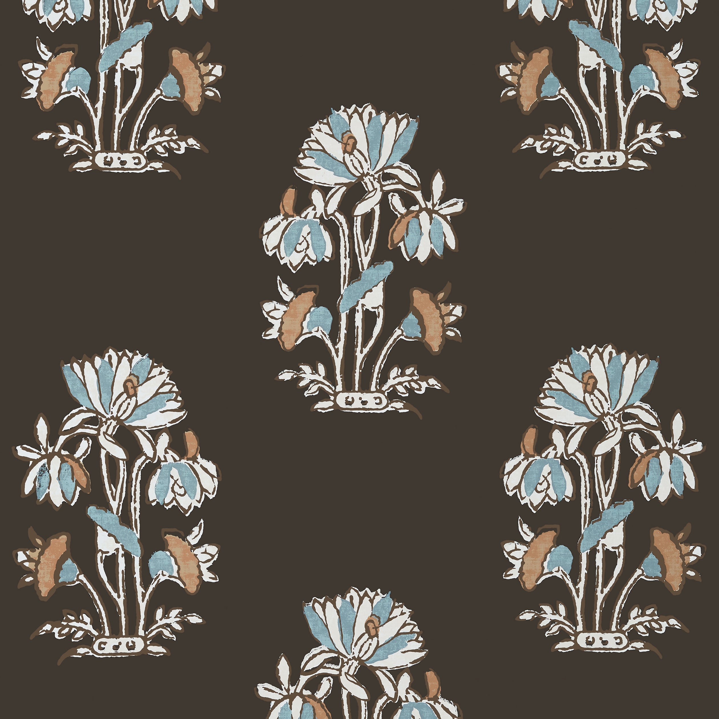 Lily Flower wallpaper in black color - pattern number T13200 - by Thibaut in the Mesa collection