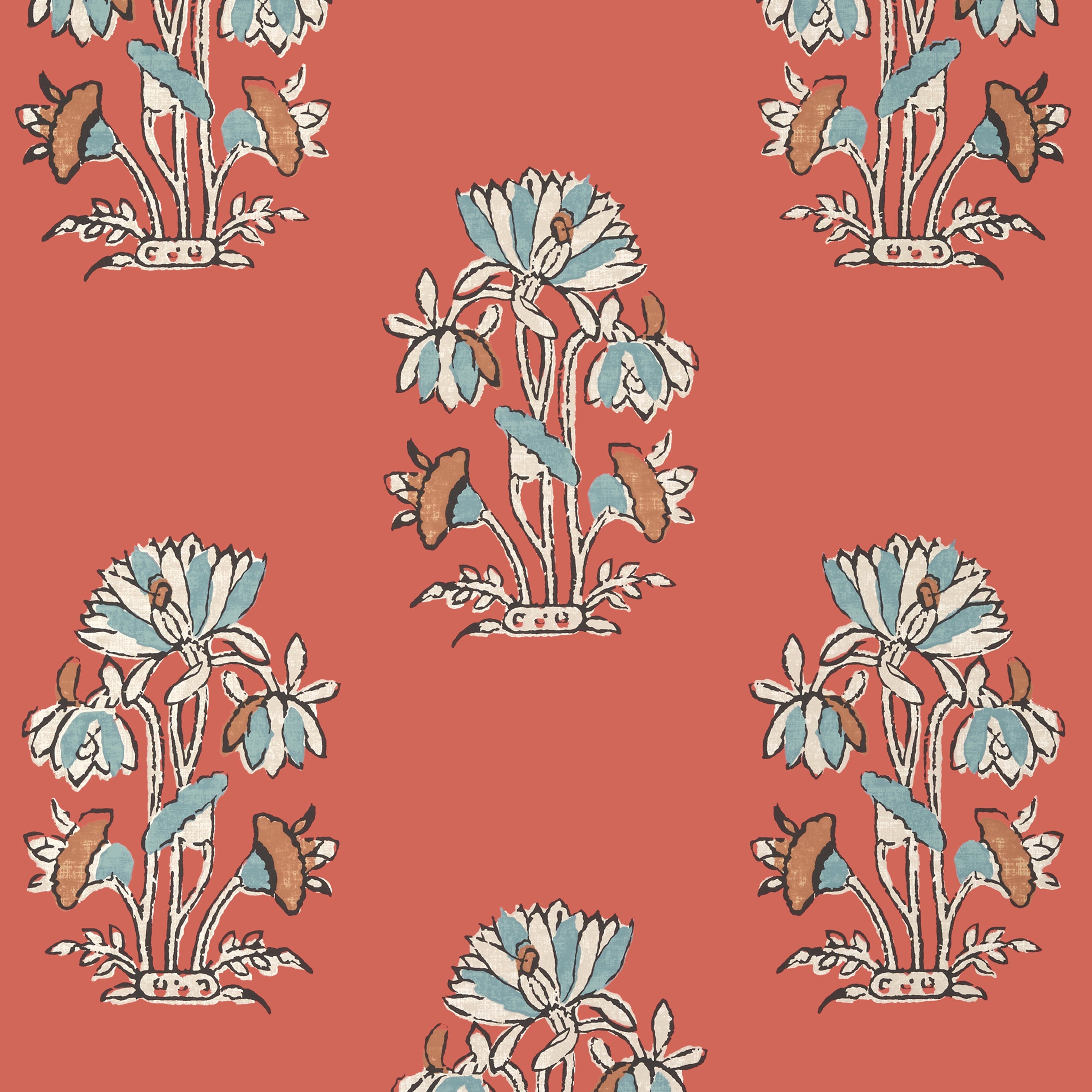 Lily Flower wallpaper in coral color - pattern number T13205 - by Thibaut in the Mesa collection