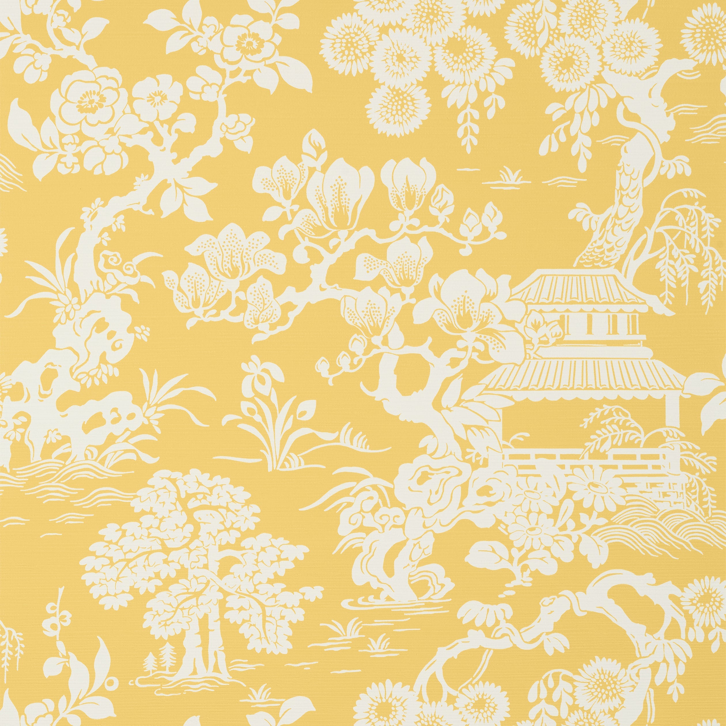 Japanese Garden wallpaper in yellow color - pattern number T13302 - by Thibaut in the Pavilion collection