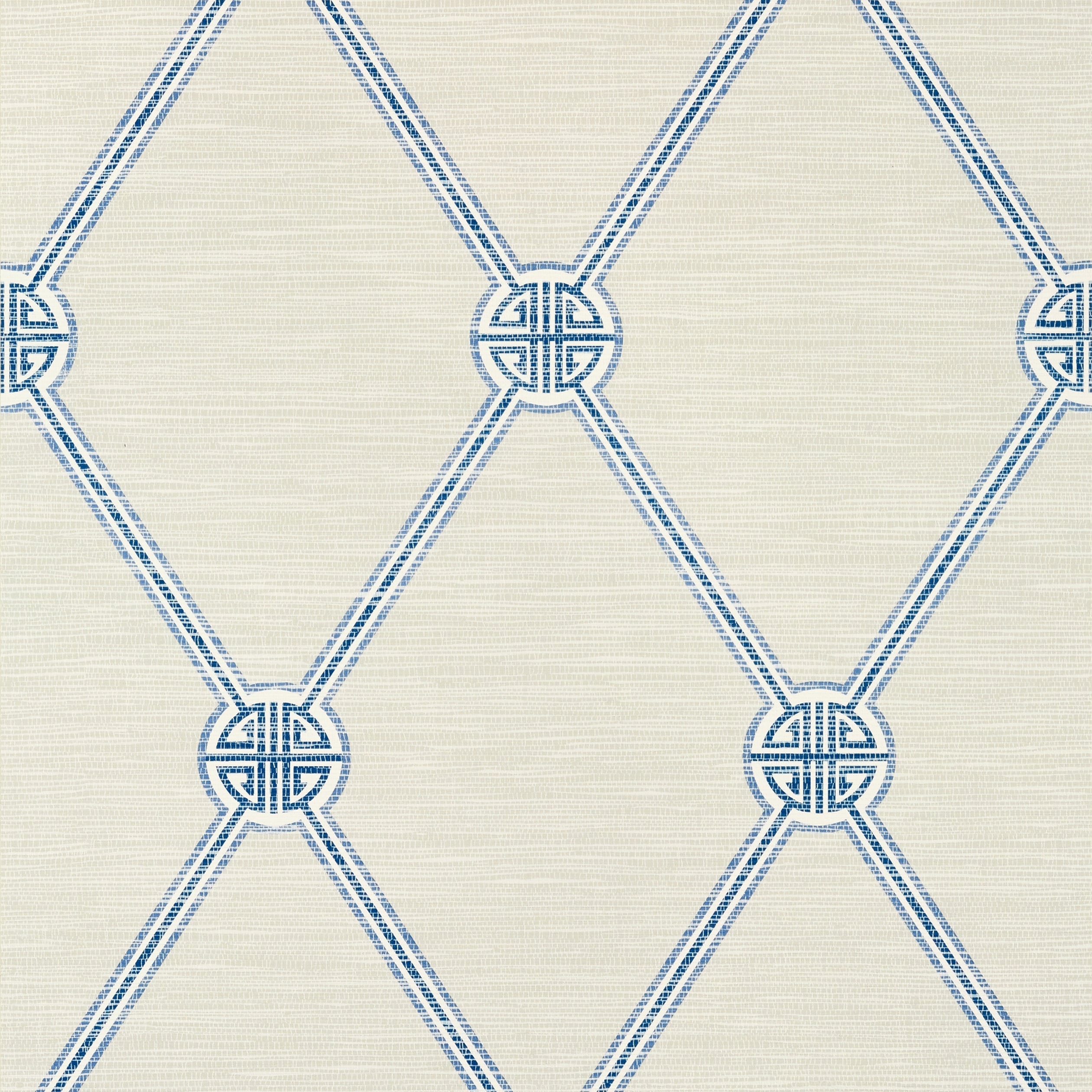 Turnberry Trellis wallpaper in beige and blue color - pattern number T13351 - by Thibaut in the Pavilion collection