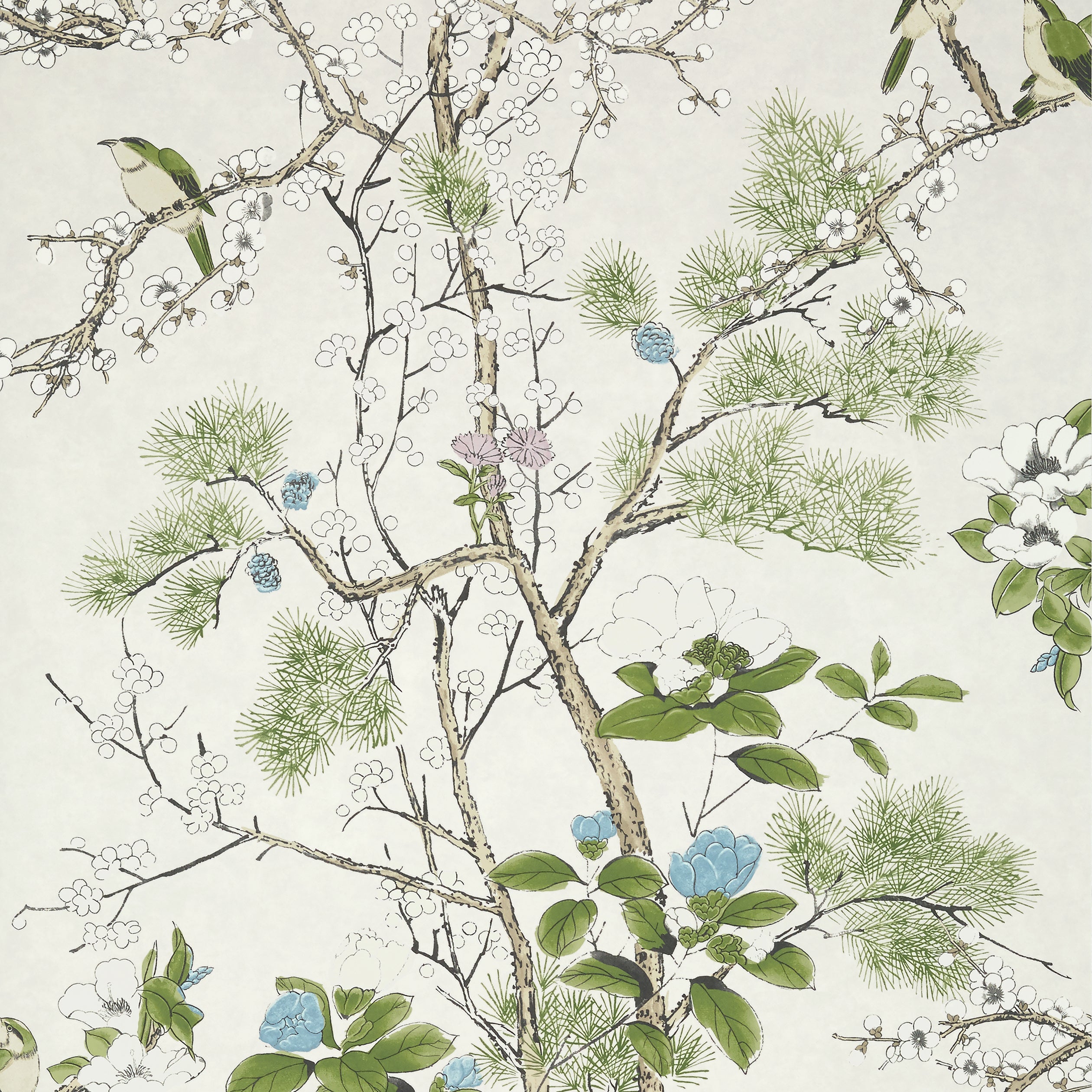 Katsura fabric in cream and lavender color - pattern number T13622 - by Thibaut in the Grand Palace collection