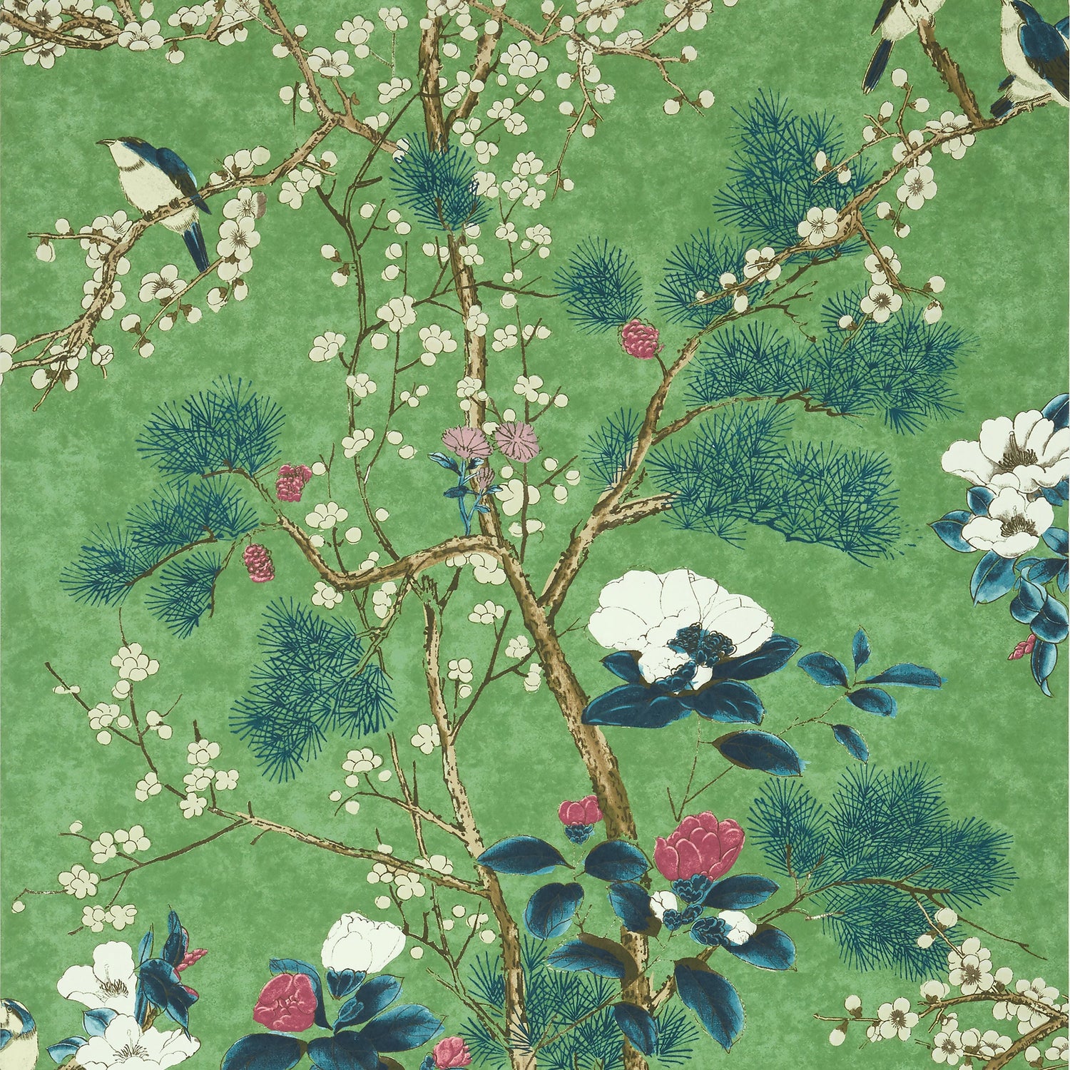 Katsura fabric in emerald color - pattern number T13623 - by Thibaut in the Grand Palace collection