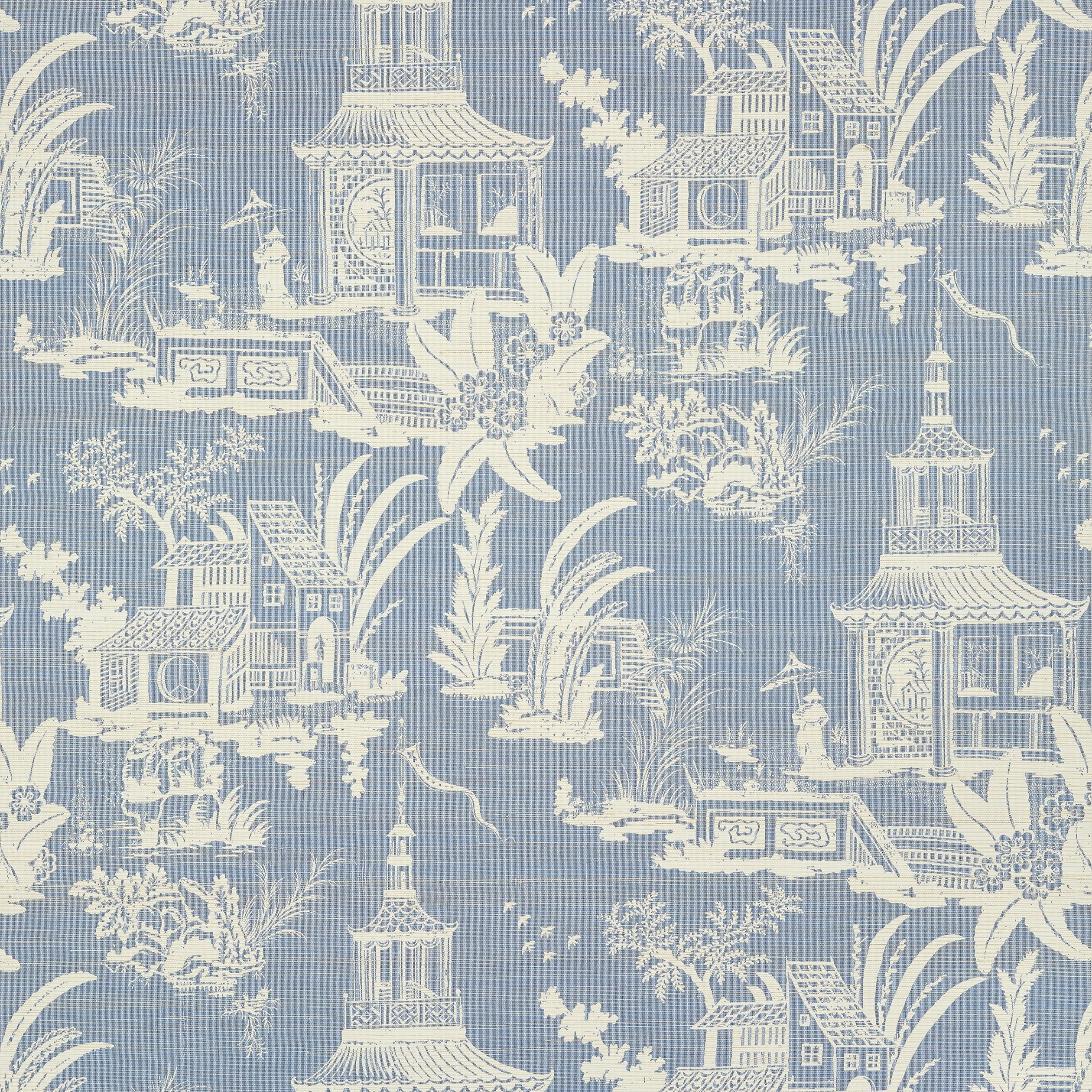 Empress Court wallpaper in blue color - pattern number T13649 - by Thibaut in the Grand Palace collection
