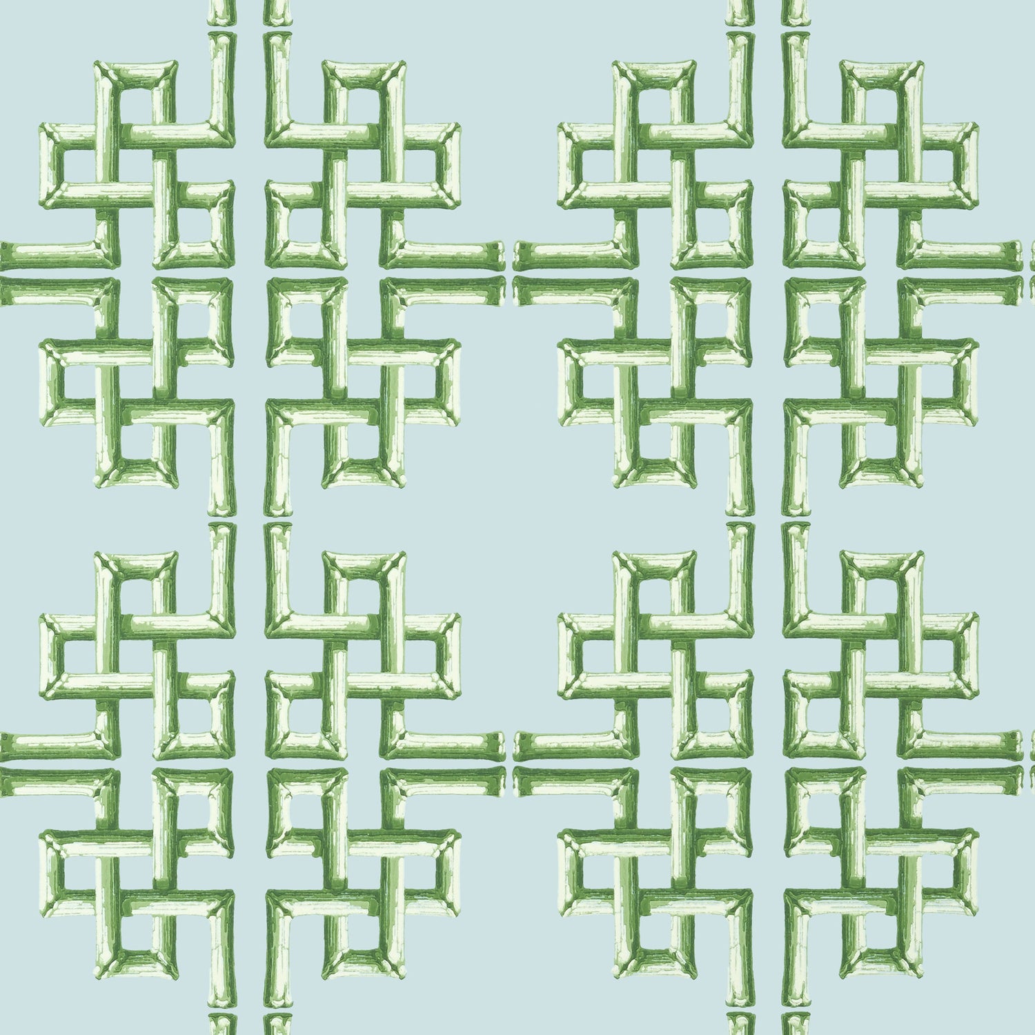 Boca Bamboo fabric in green and blue color - pattern number T13903 - by Thibaut in the Palm Grove collection