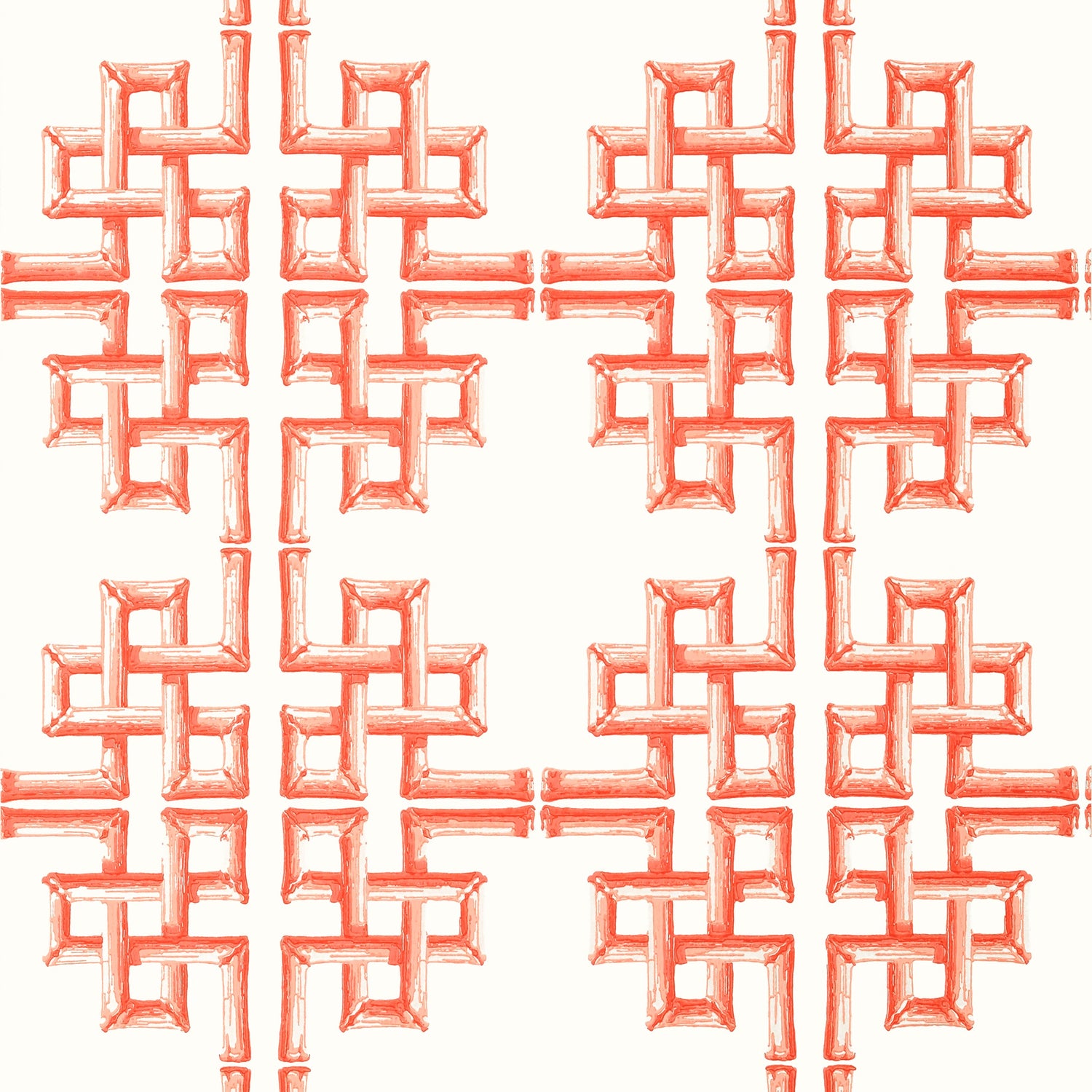 Boca Bamboo fabric in coral color - pattern number T13904 - by Thibaut in the Palm Grove collection
