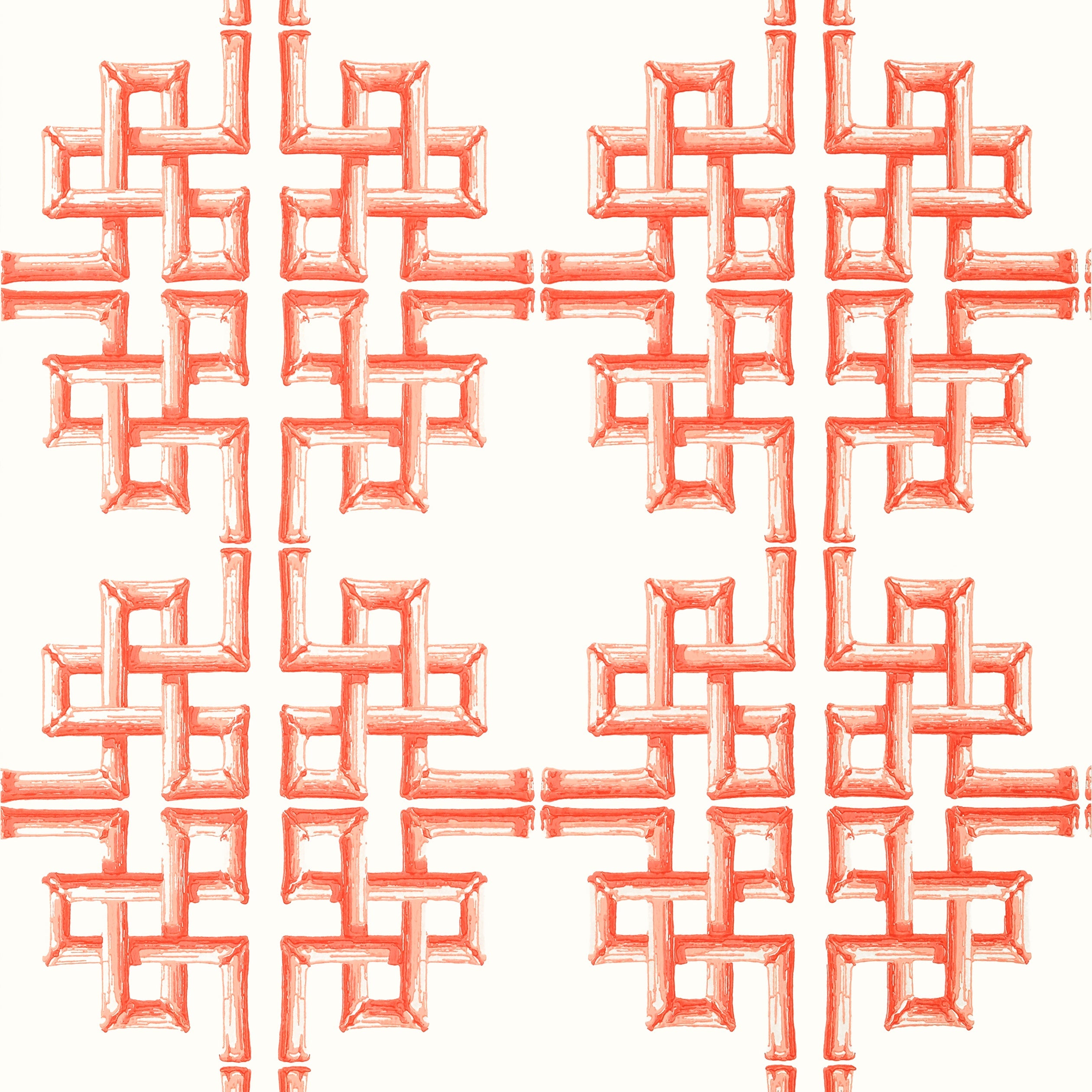 Boca Bamboo fabric in coral color - pattern number T13904 - by Thibaut in the Palm Grove collection