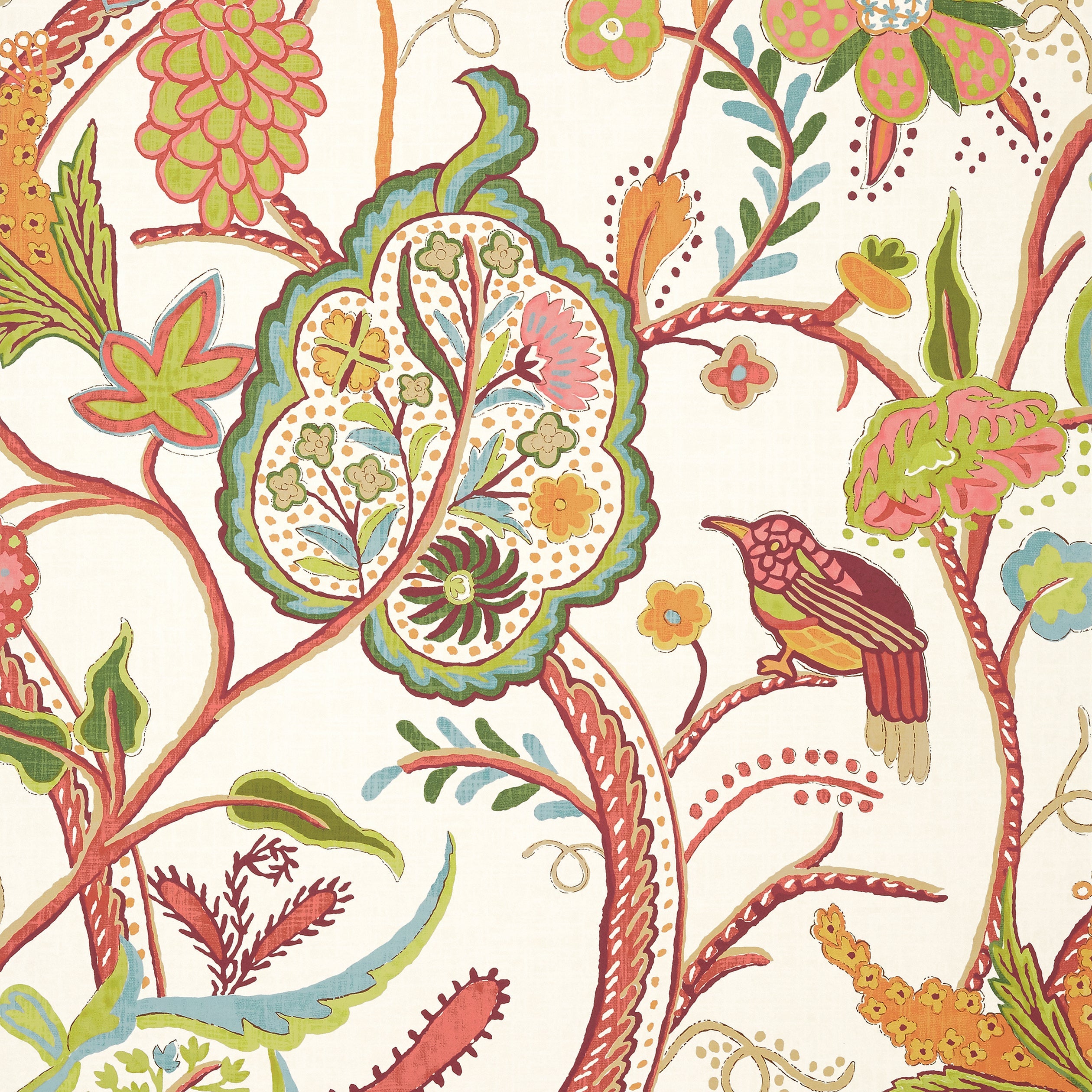 Windsor fabric in cream and red color - pattern number T14305 - by Thibaut in the Canopy collection