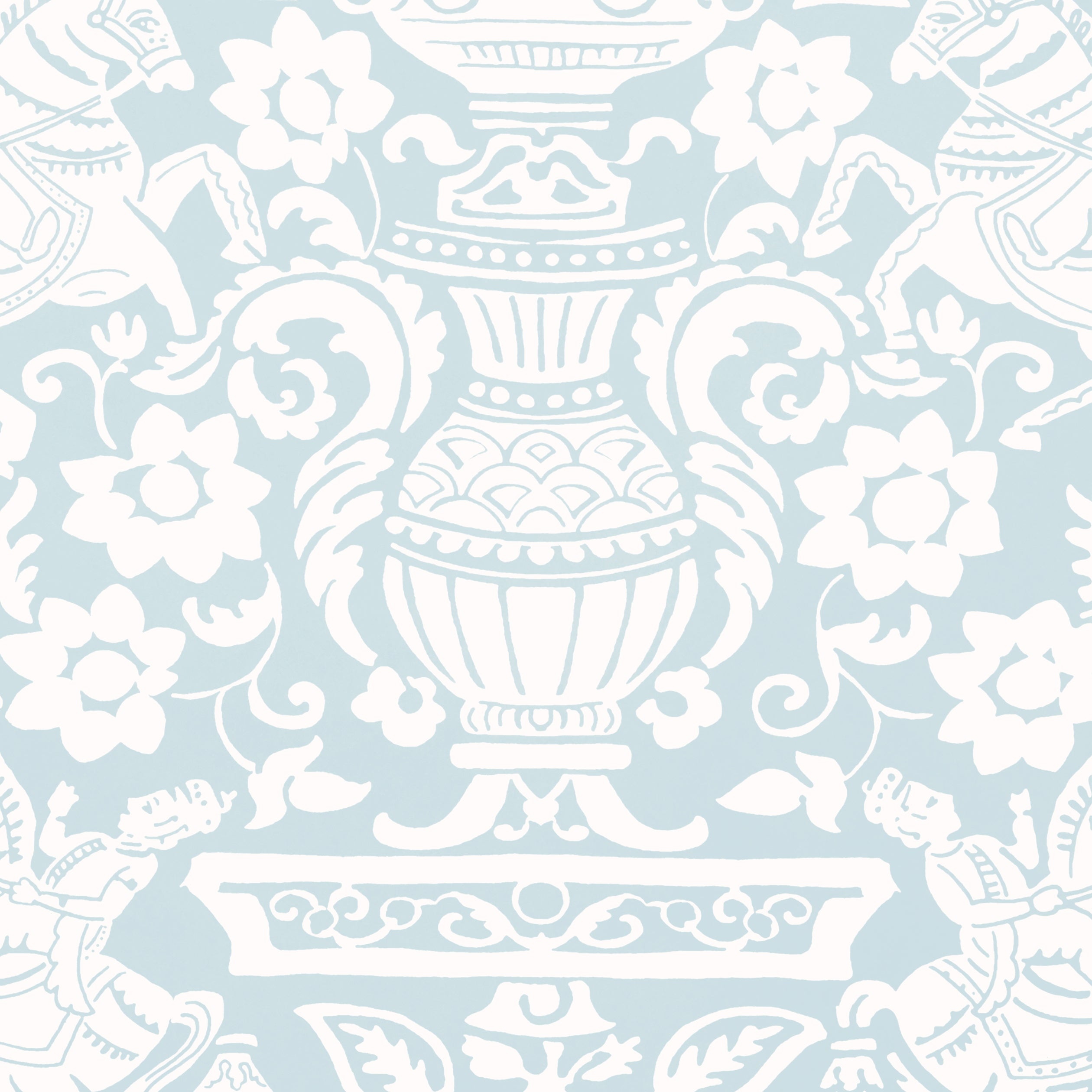 Galway wallpaper in spa blue color - pattern number T14360 - by Thibaut in the Canopy collection