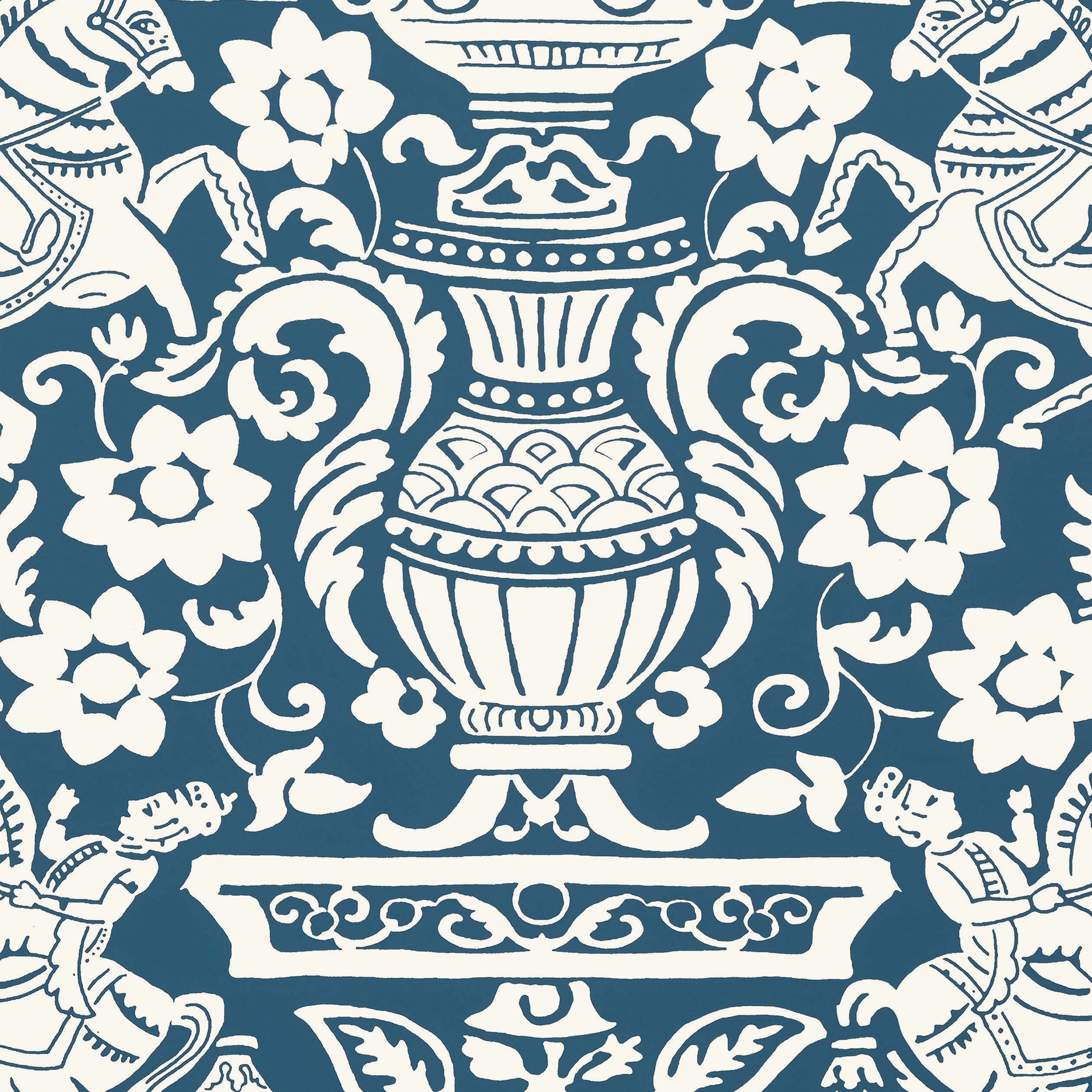 Galway wallpaper in navy color - pattern number T14362 - by Thibaut in the Canopy collection