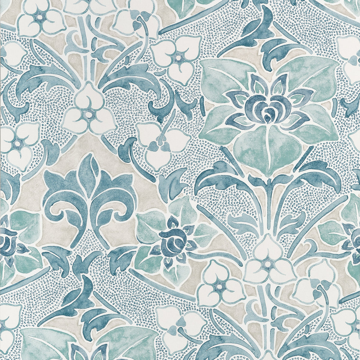 Woodford Wallpaper in Spa Blue color - pattern number T14604 - by Thibaut in the Fairhaven collection