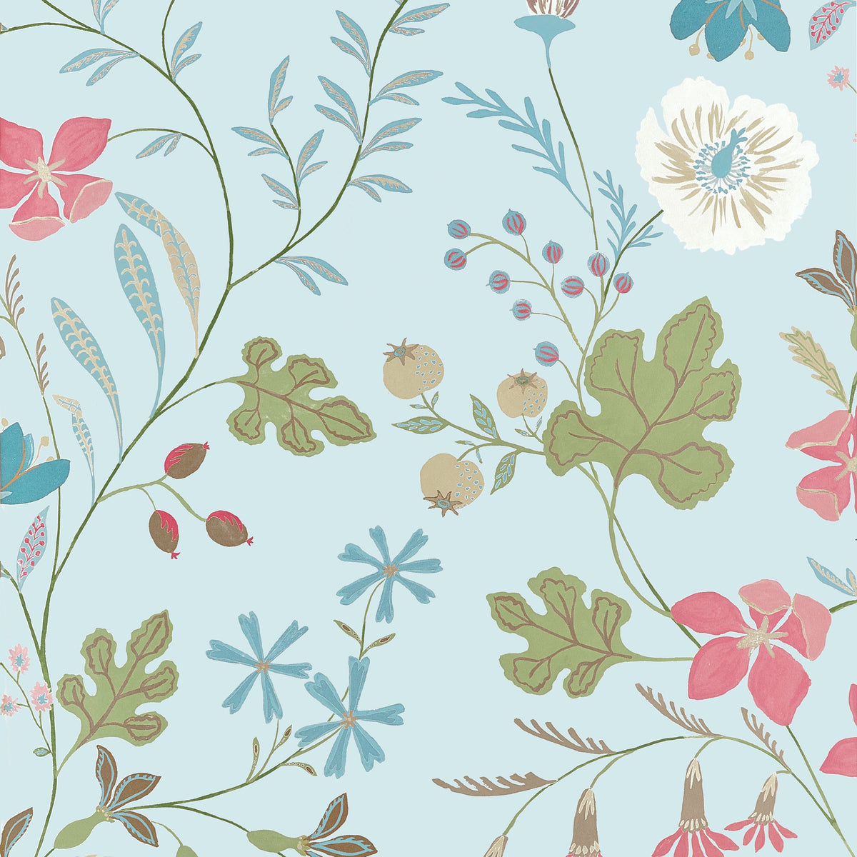 Bloom Wallpaper in Spa Blue color - pattern number T14627 - by Thibaut in the Fairhaven collection
