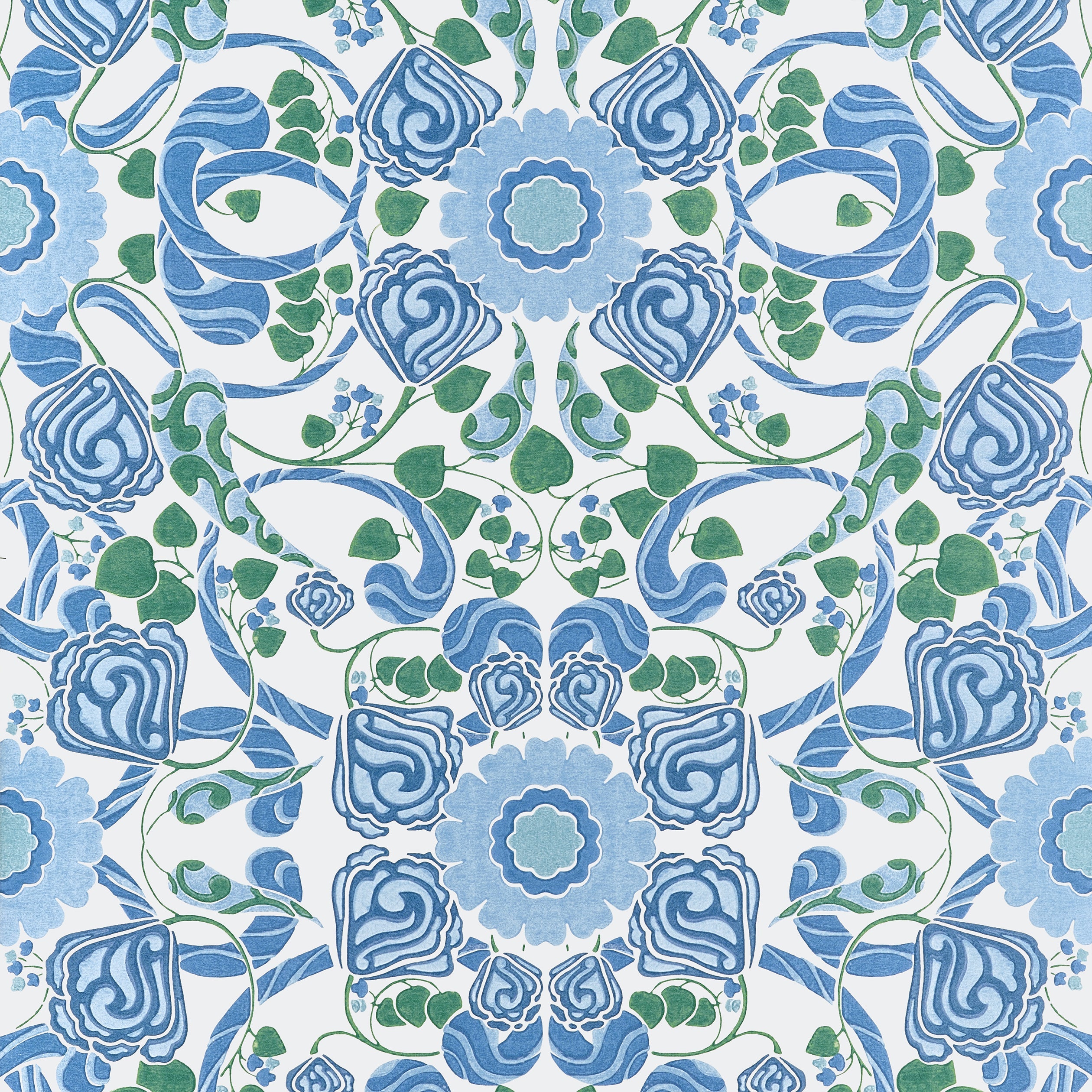 Margaux Wallpaper in Blue and Green color - pattern number T14644 - by Thibaut in the Fairhaven collection