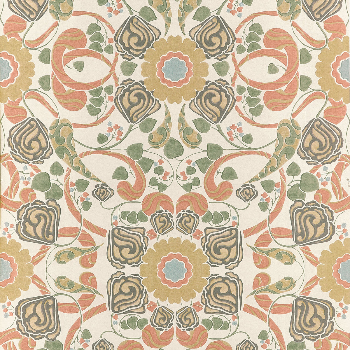 Margaux Wallpaper in Apricot and Sage color - pattern number T14646 - by Thibaut in the Fairhaven collection