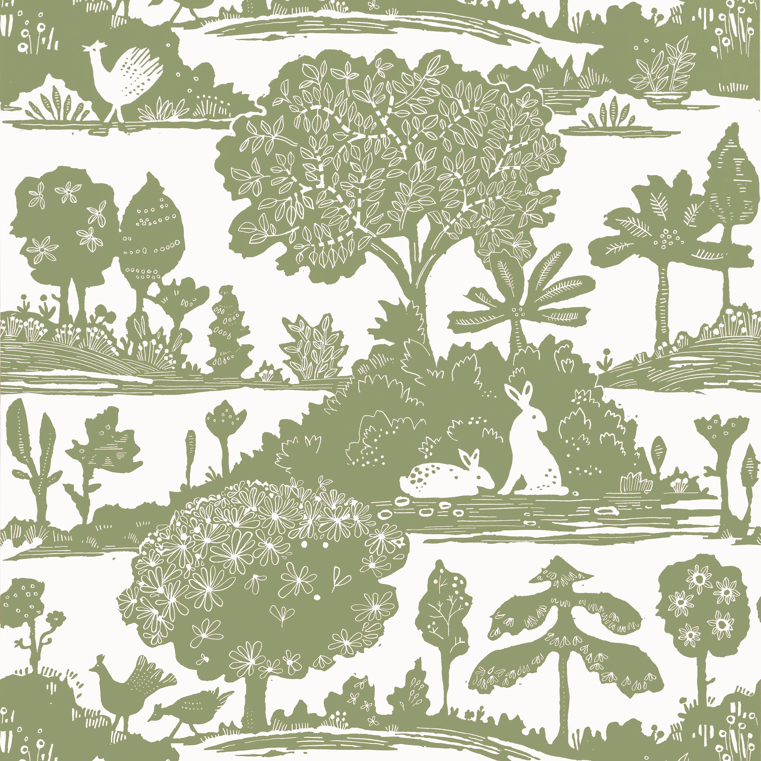 La Foret Wallpaper in Sage color - pattern number T14651 - by Thibaut in the Fairhaven collection