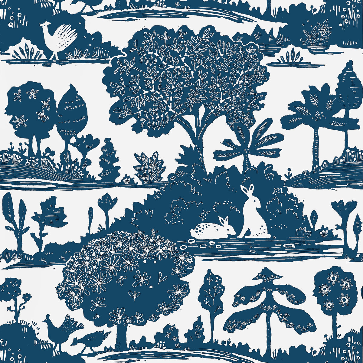 La Foret Wallpaper in Navy color - pattern number T14652 - by Thibaut in the Fairhaven collection