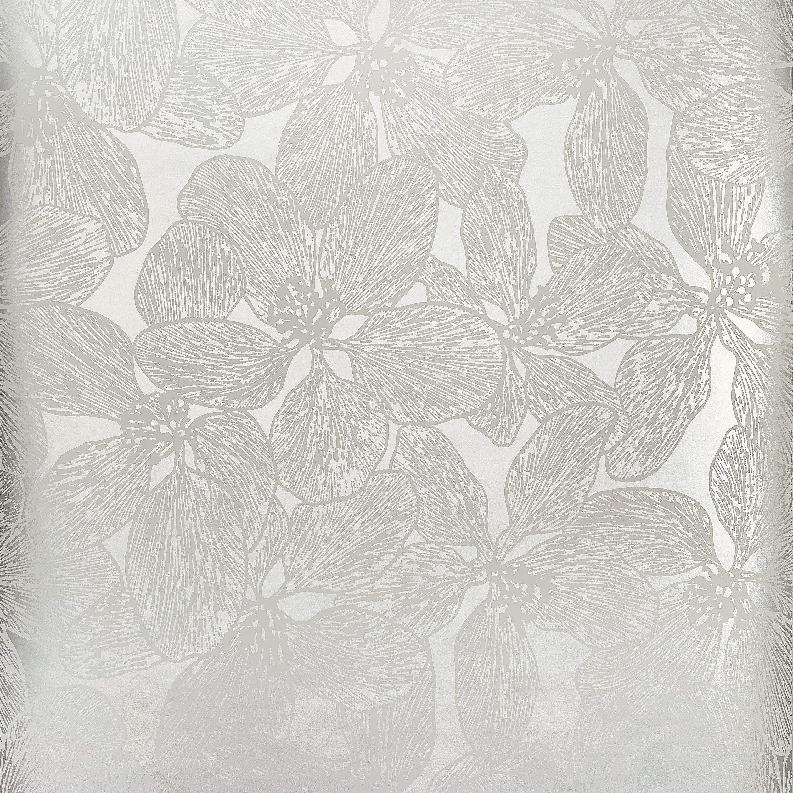 Island Orchid wallpaper in metallic silver color - pattern number T15850 - by Thibaut in the Islander collection