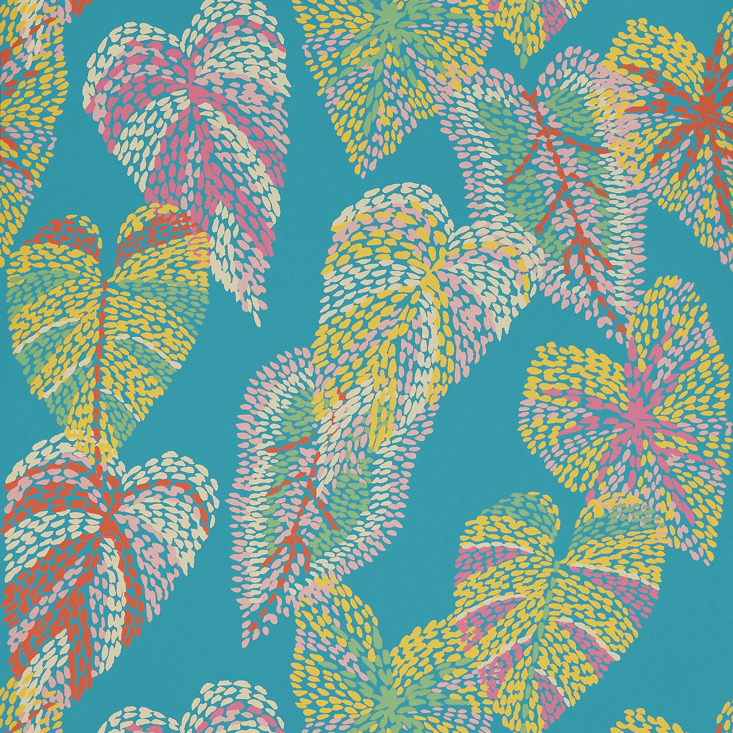 Delila wallpaper in turquoise color - pattern number T15864 - by Thibaut in the Islander collection