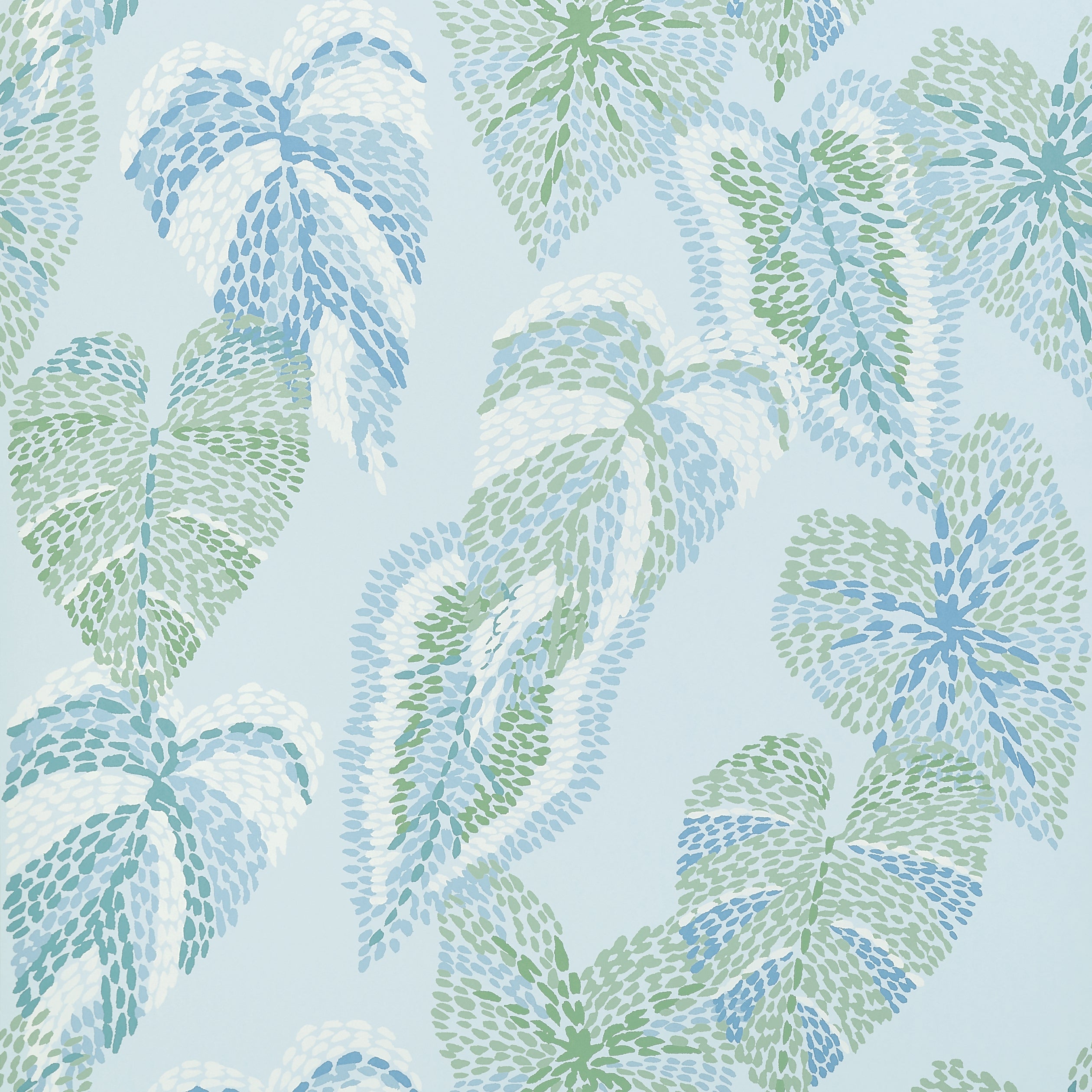 Delila wallpaper in soft blue color - pattern number T15867 - by Thibaut in the Islander collection