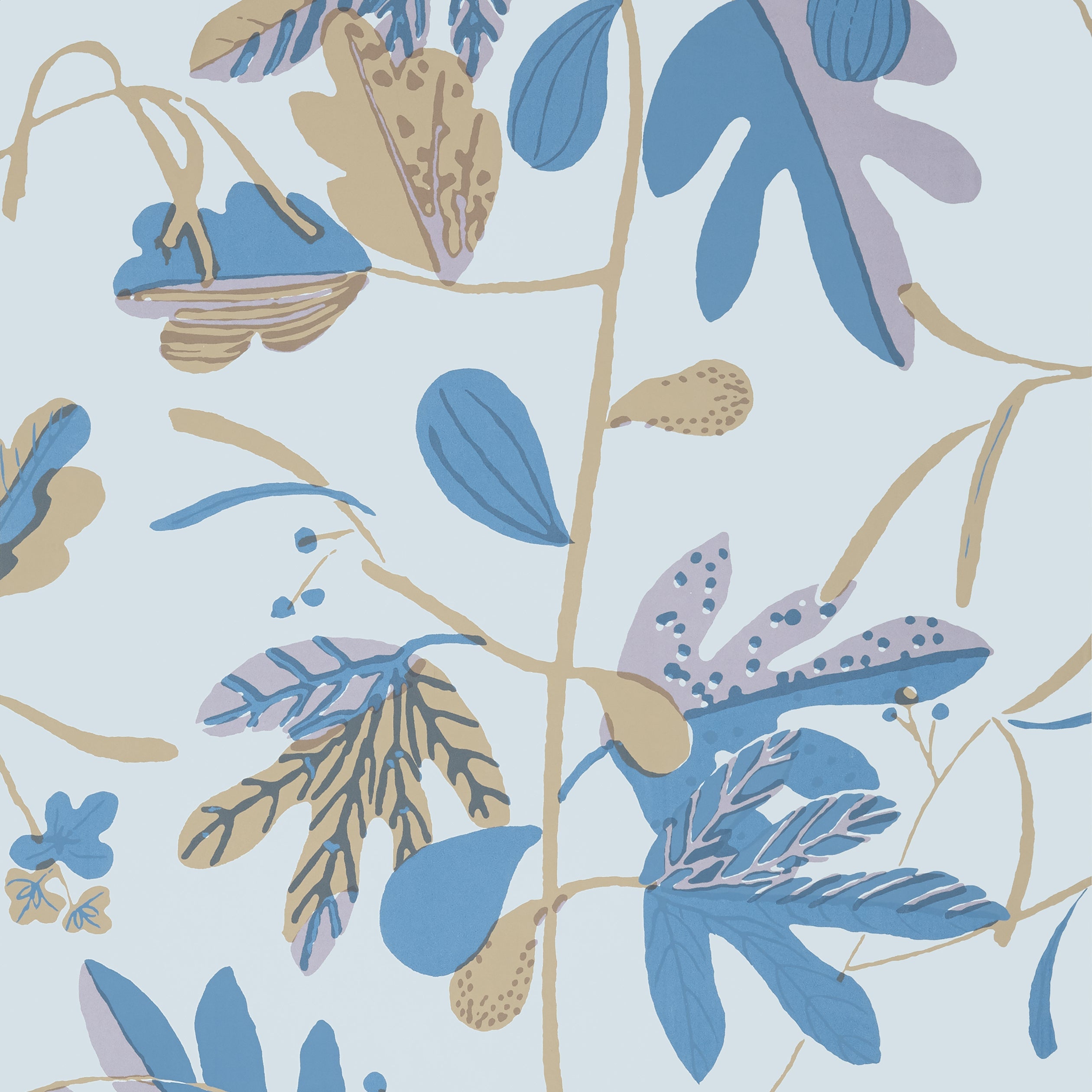 Matisse Leaf fabric in lavender and blue color - pattern number T16210 - by Thibaut in the Kismet by Thibaut collection