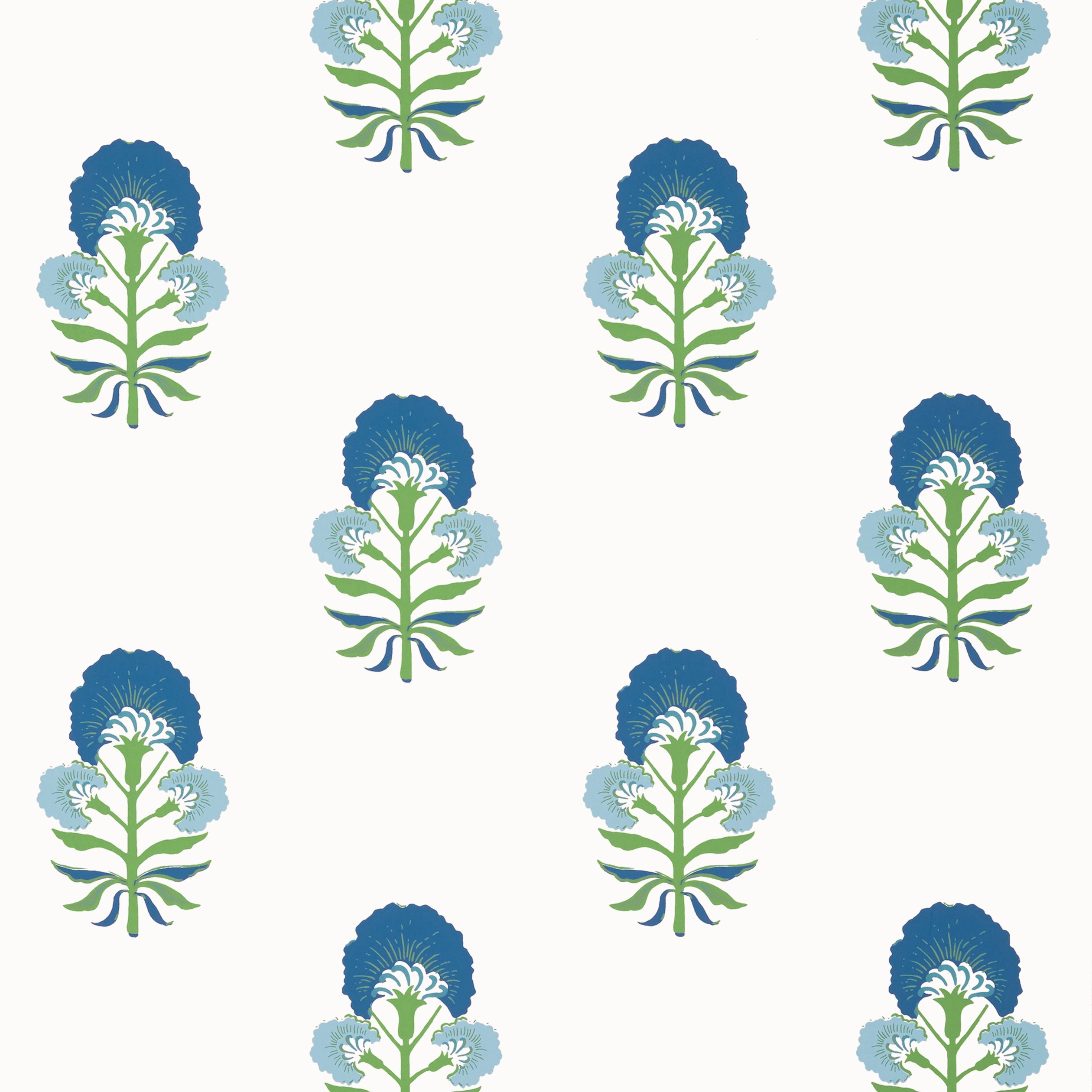 Tybee Bud fabric in green and blue color - pattern number T16215 - by Thibaut in the Kismet by Thibaut collection