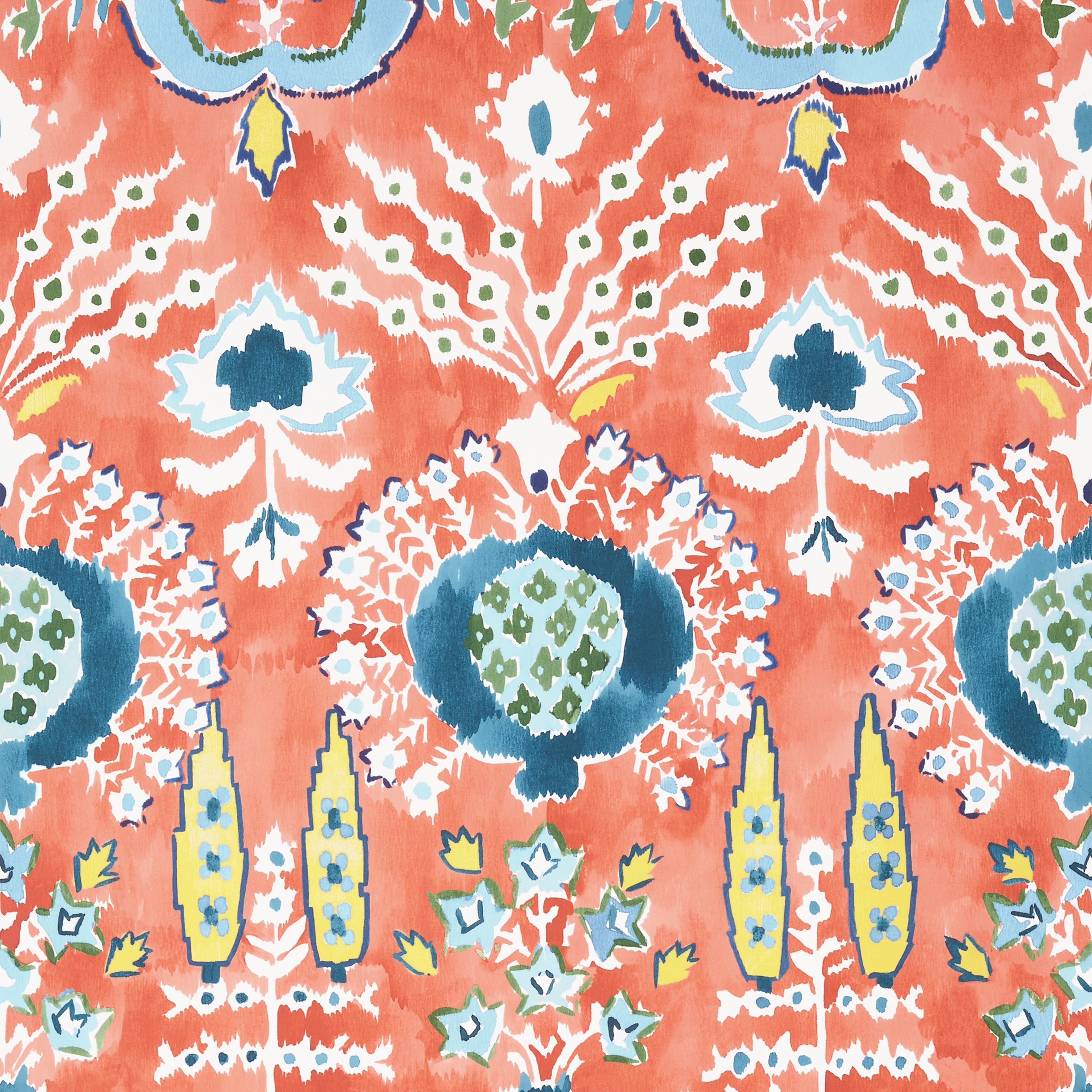 Mendoza Suzani fabric in coral color - pattern number T16243 - by Thibaut in the Kismet by Thibaut collection