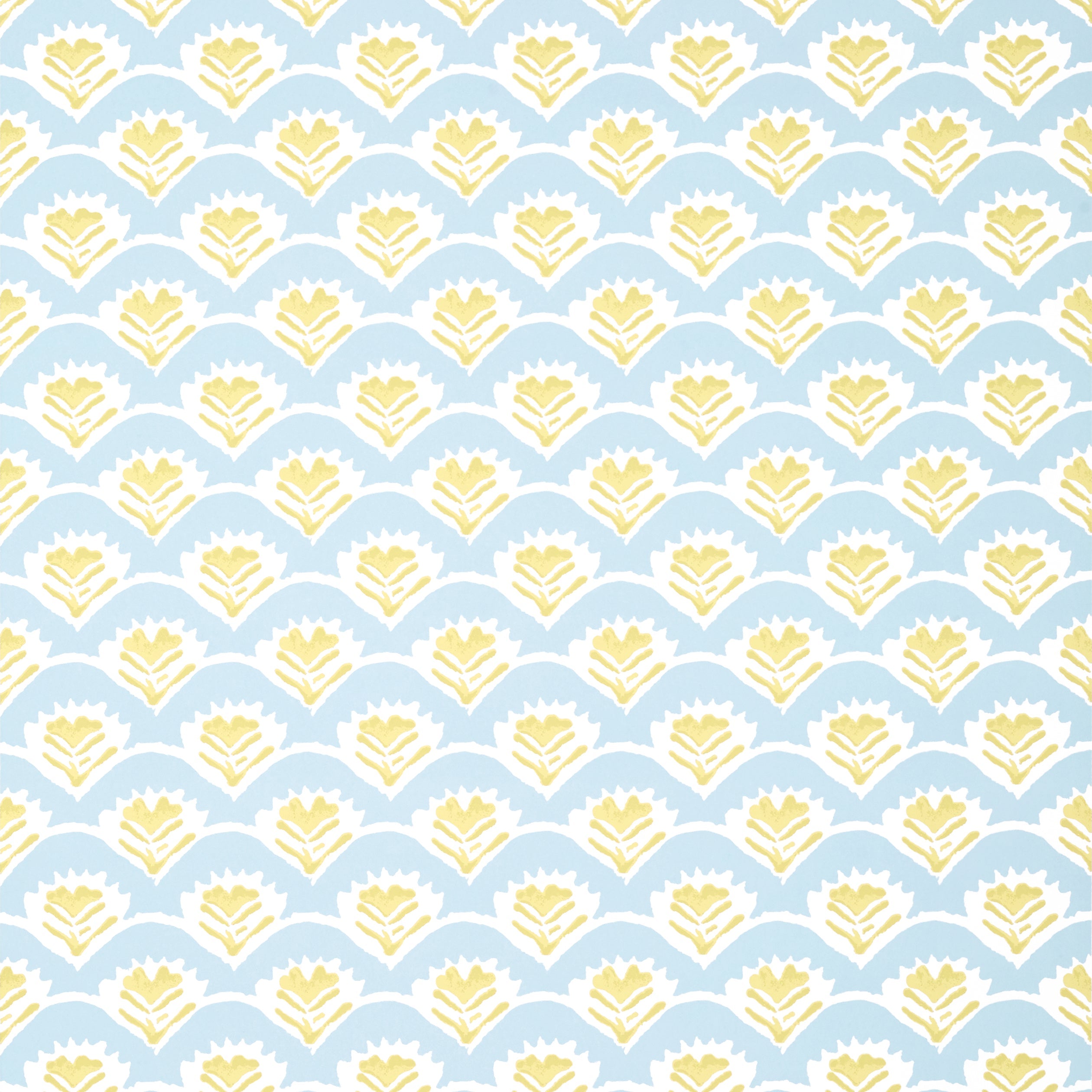Emily wallpaper in yellow and blue color - pattern number T16253 - by Thibaut in the Kismet by Thibaut collection