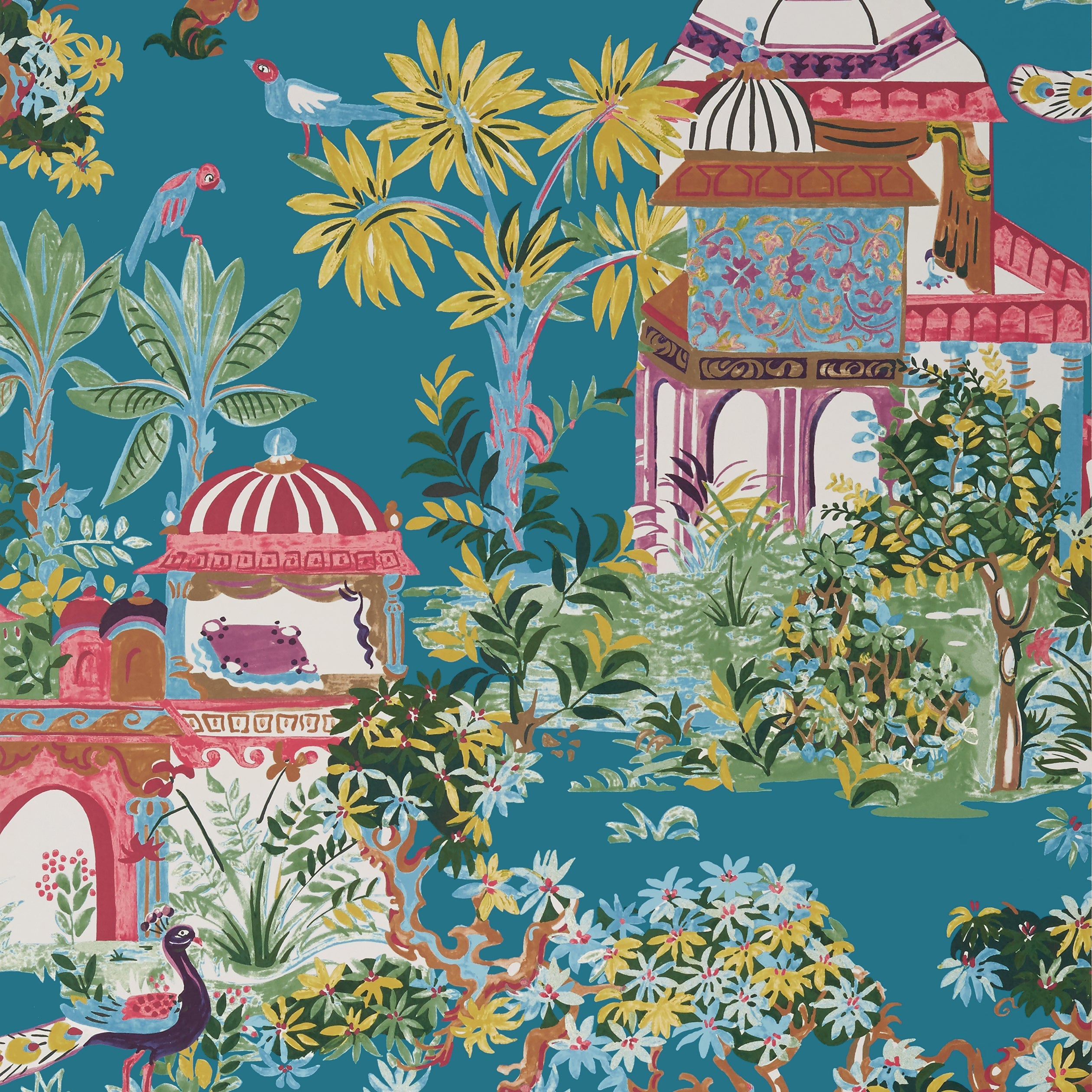 Mystic Garden fabric in teal color - pattern number T20822 - by Thibaut in the Eden collection
