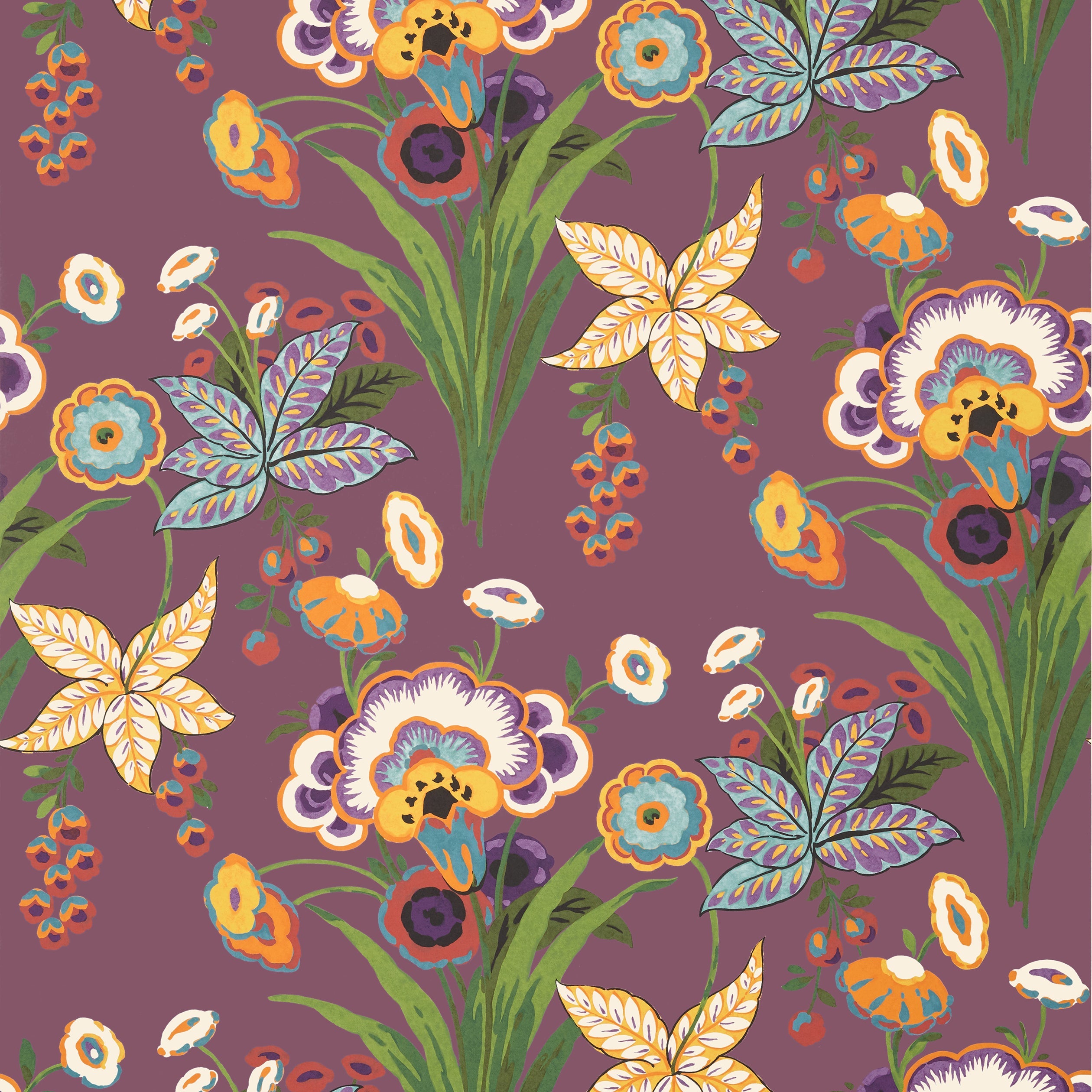 Pasadena wallpaper in plum color - pattern number T20850 - by Thibaut in the Eden collection