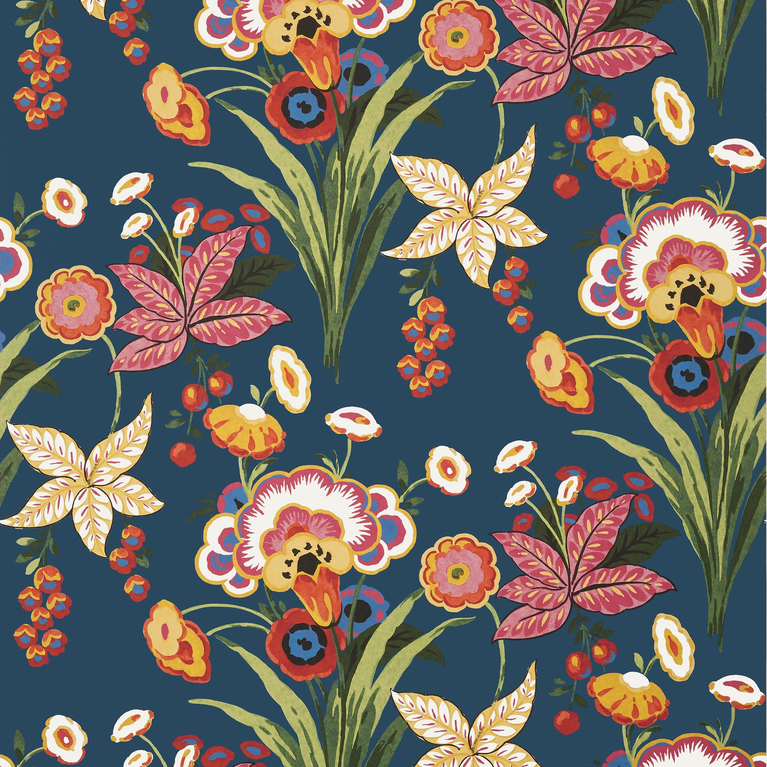 Pasadena wallpaper in navy color - pattern number T20854 - by Thibaut in the Eden collection