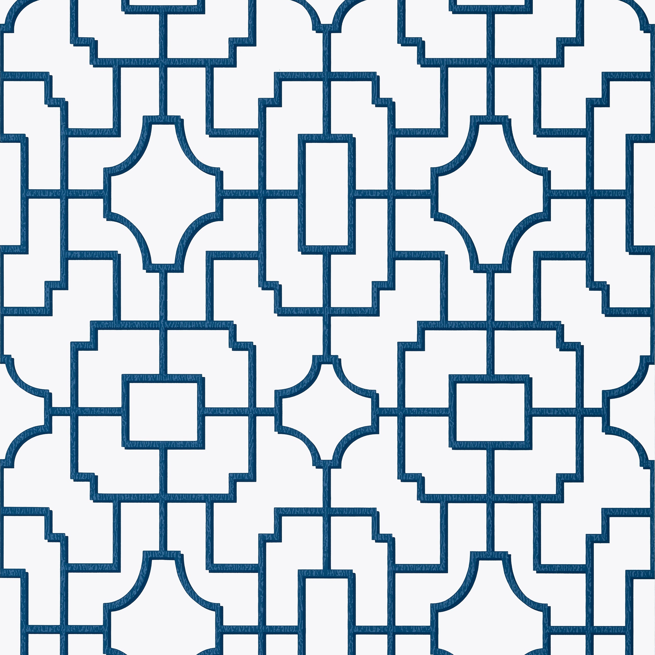 Fretwork wallpaper in navy color - pattern number T20867 - by Thibaut in the Eden collection