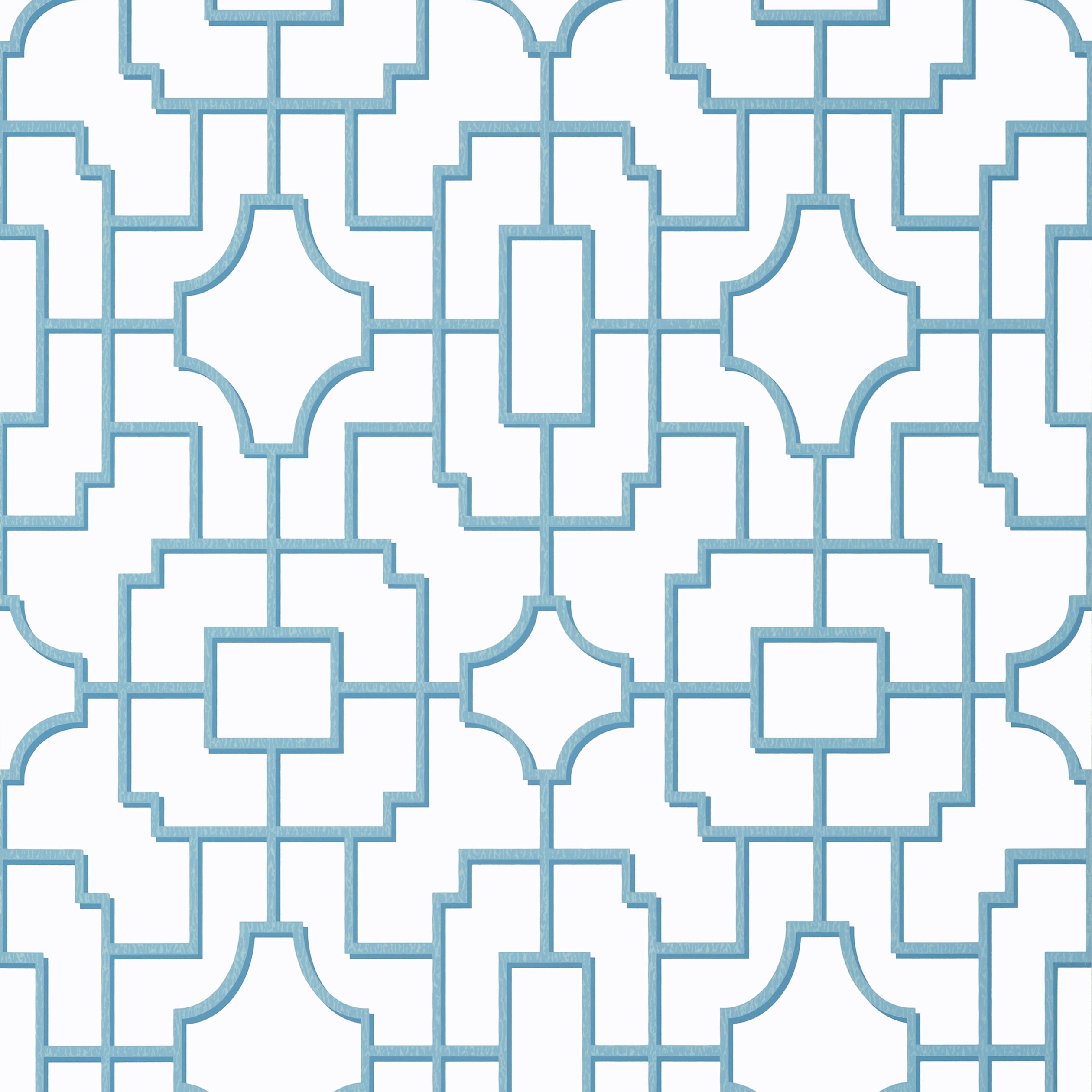 Fretwork wallpaper in light blue color - pattern number T20875 - by Thibaut in the Eden collection