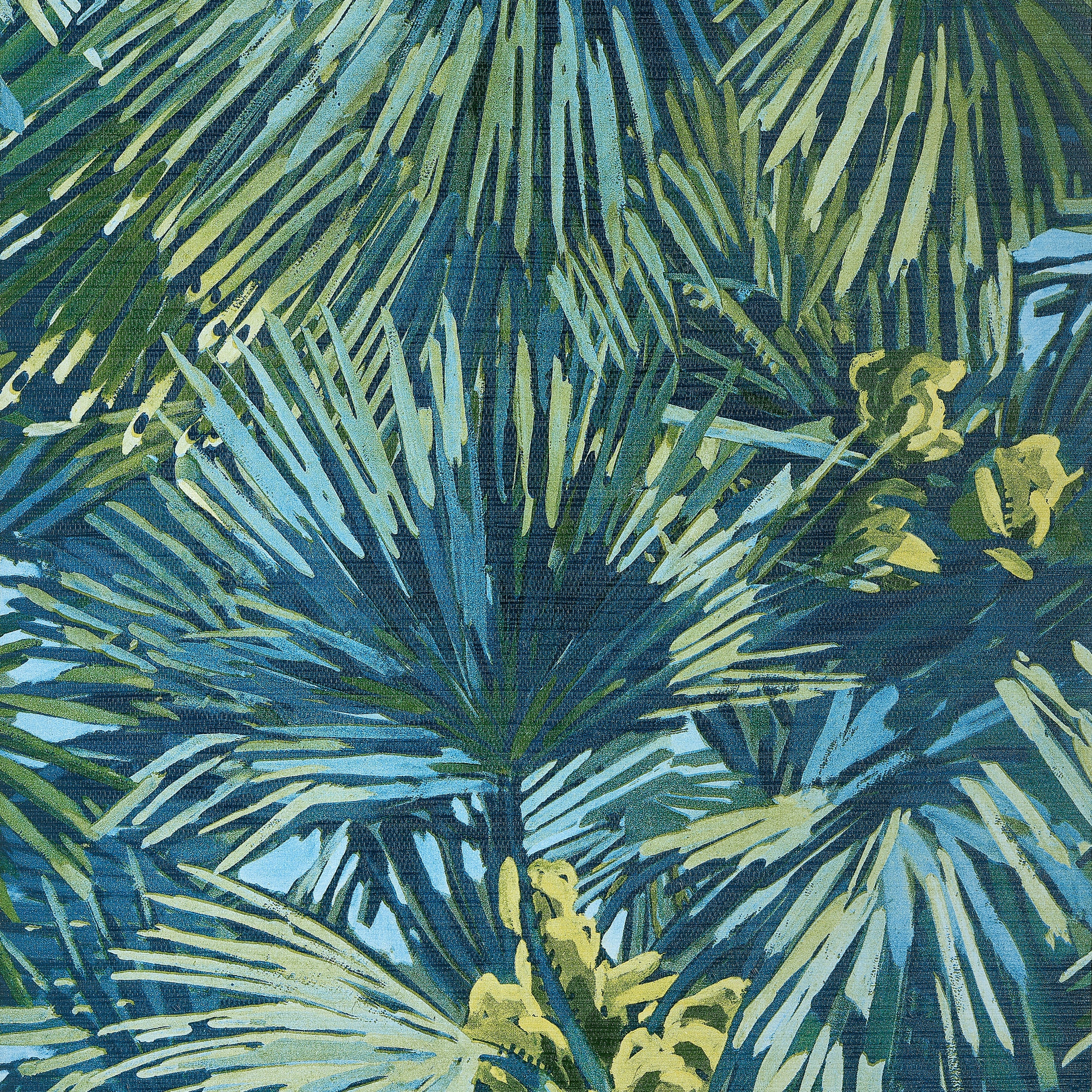 Palmier wallpaper in citron and blue color - pattern number T34098 - by Thibaut in the Texture Resource Volume 9 collection