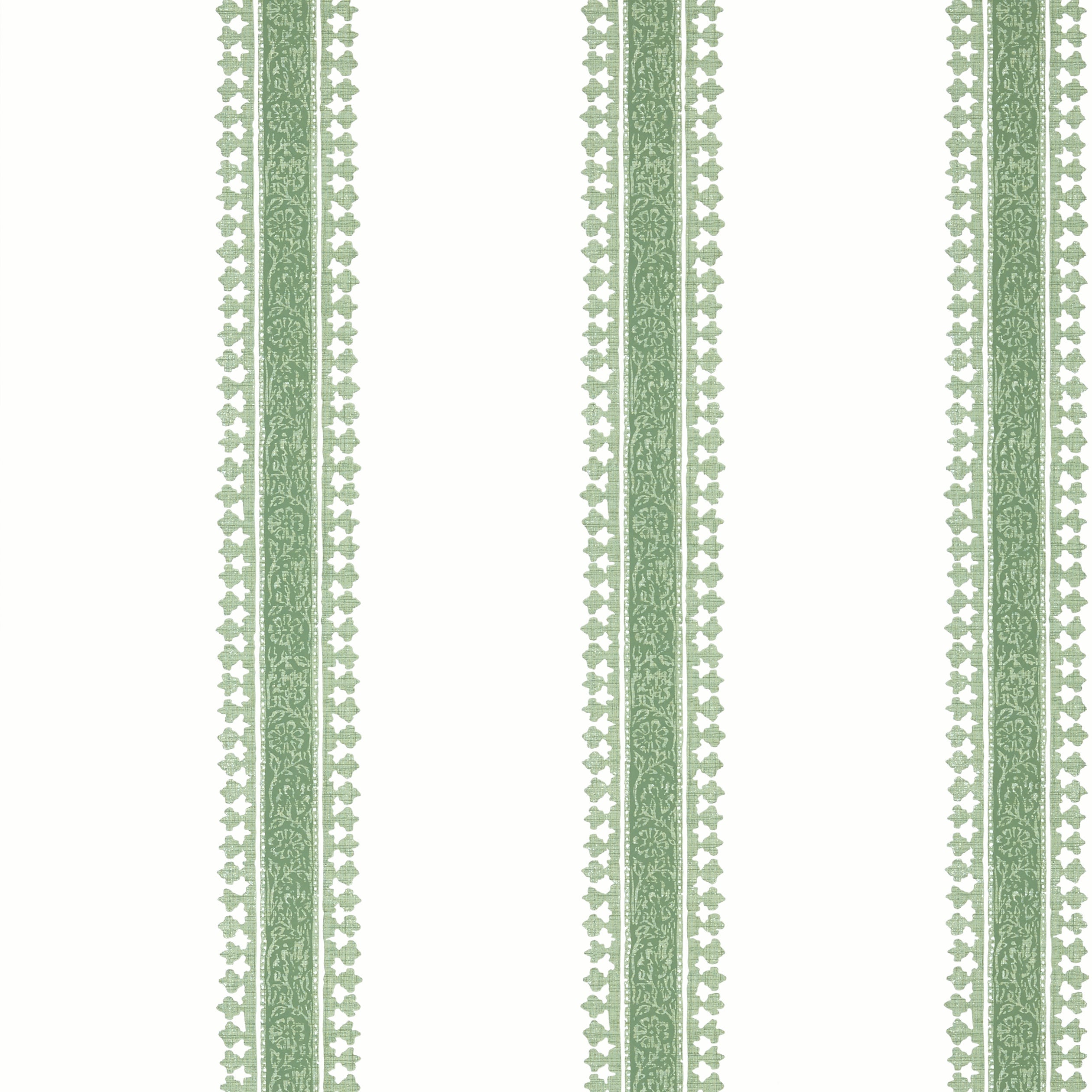 Cambridge Stripe wallpaper in green color - pattern number T36466 - by Thibaut in the Indienne collection