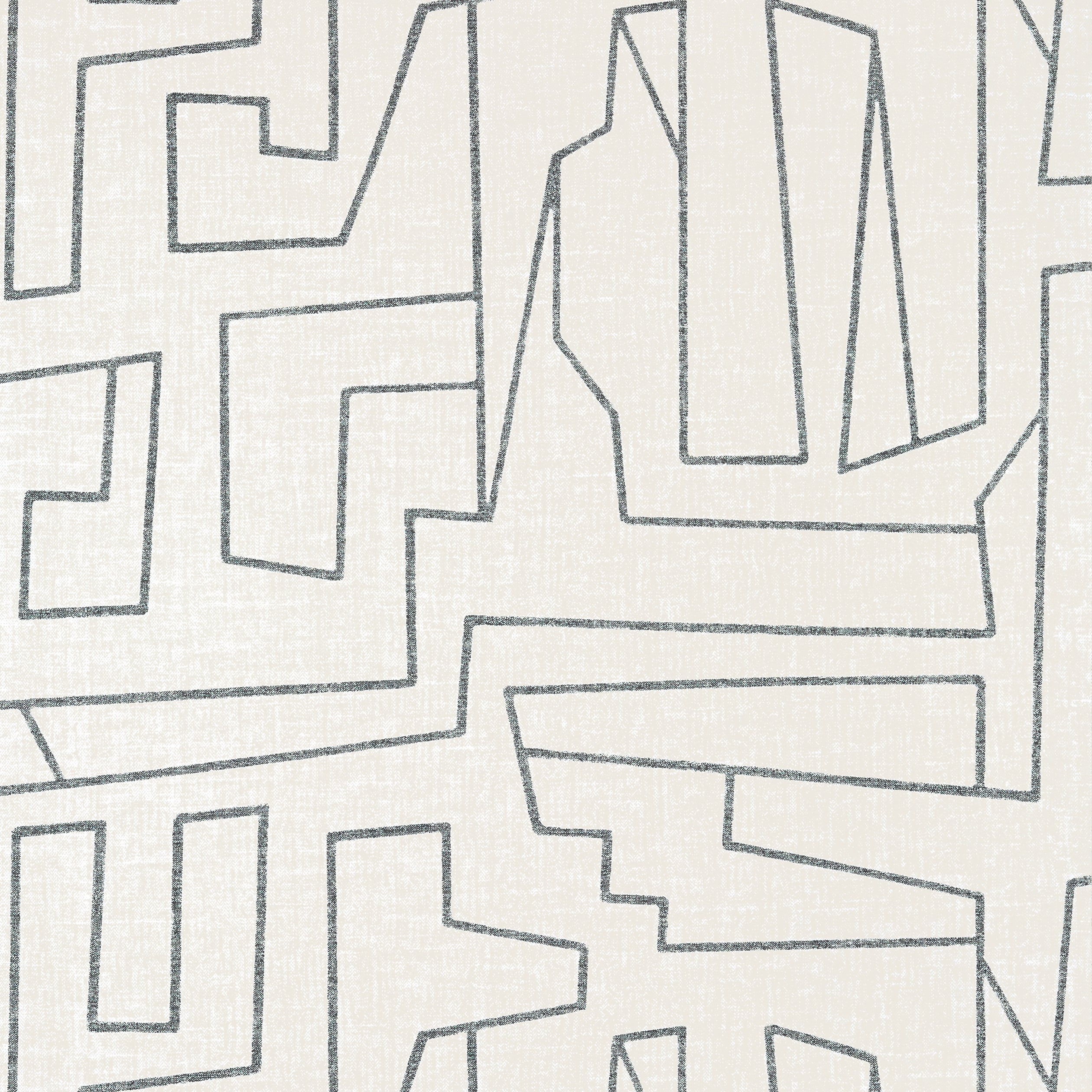 Matrix wallpaper in black on beige color - pattern number T41030 - by Thibaut in the Modern Resource Volume 4 collection