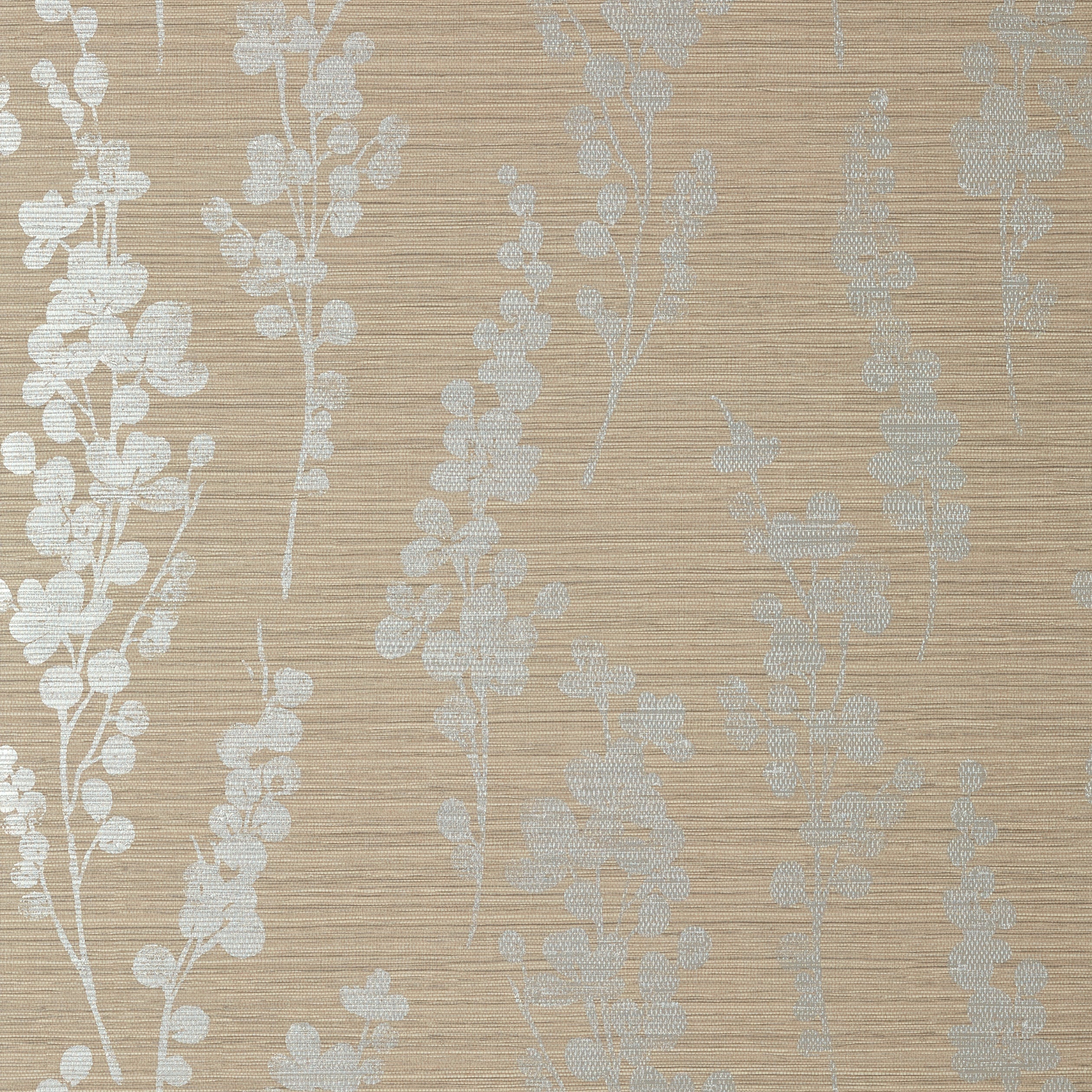 Spring Blooms wallpaper in metallic silver on taupe color - pattern number T41053 - by Thibaut in the Modern Resource Volume 4 collection