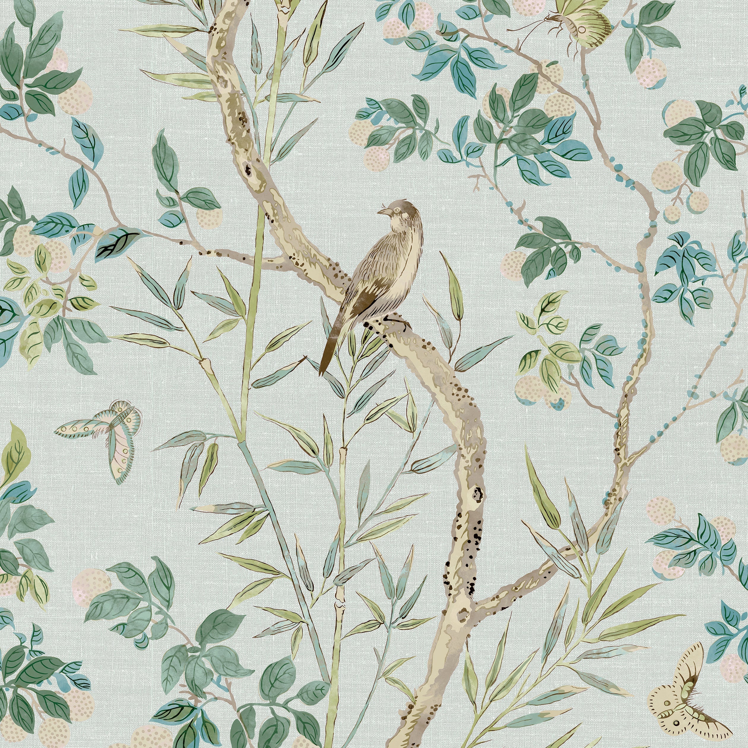 Claire wallpaper in spa blue color - pattern number T42010 - by Thibaut in the Sojourn collection