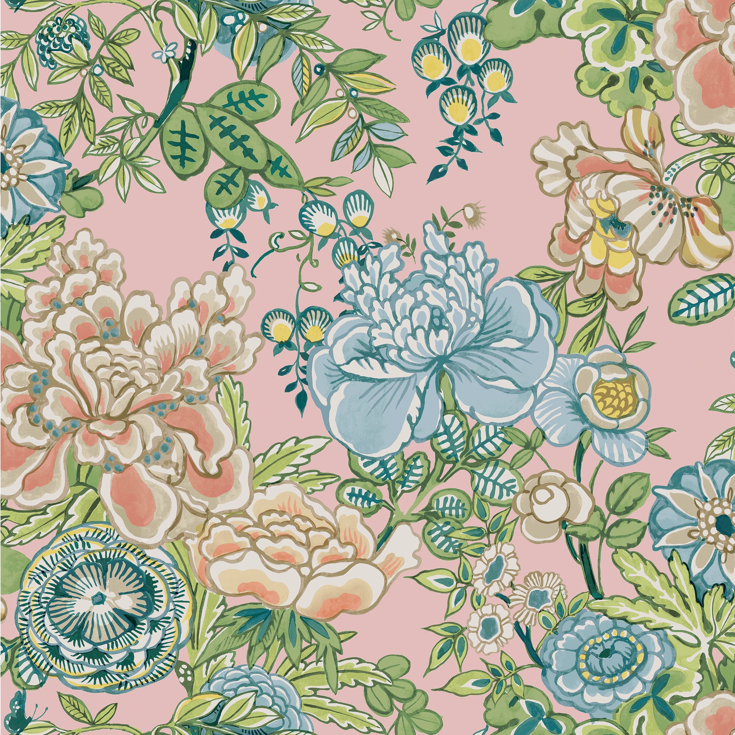 Peony Garden fabric in blush color - pattern number T42016 - by Thibaut in the Sojourn collection