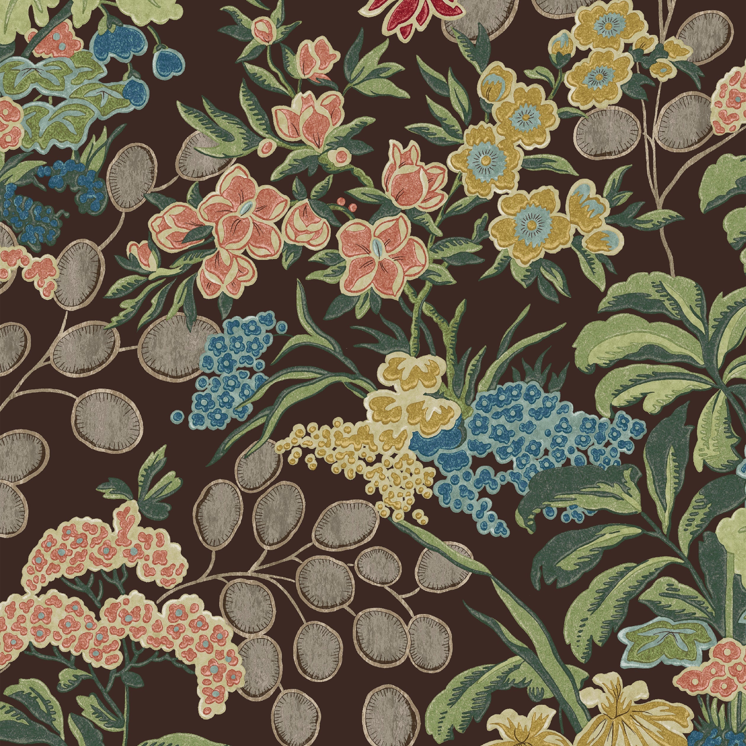 Meadow fabric in brown color - pattern number T42037 - by Thibaut in the Sojourn collection