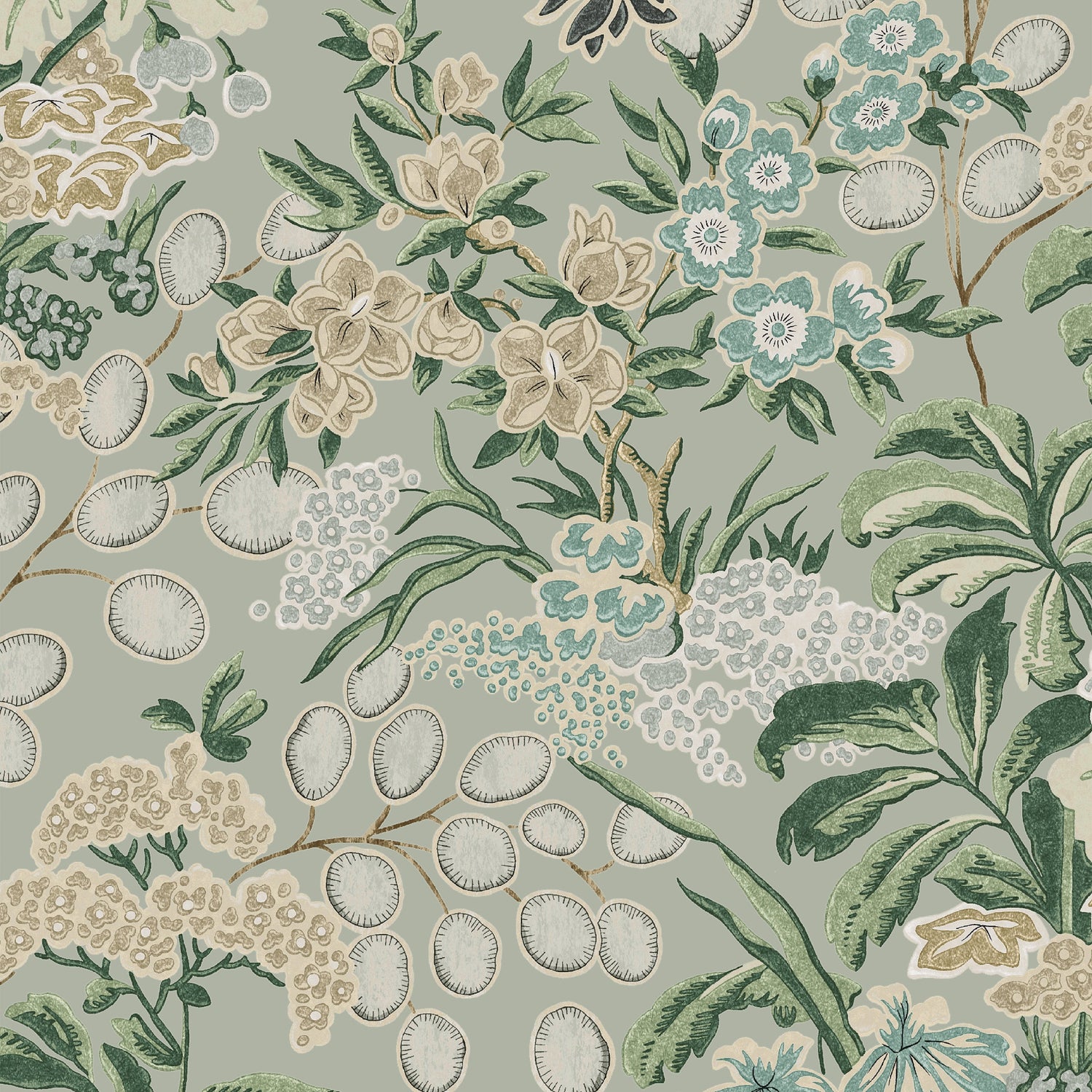 Meadow fabric in sage color - pattern number T42039 - by Thibaut in the Sojourn collection