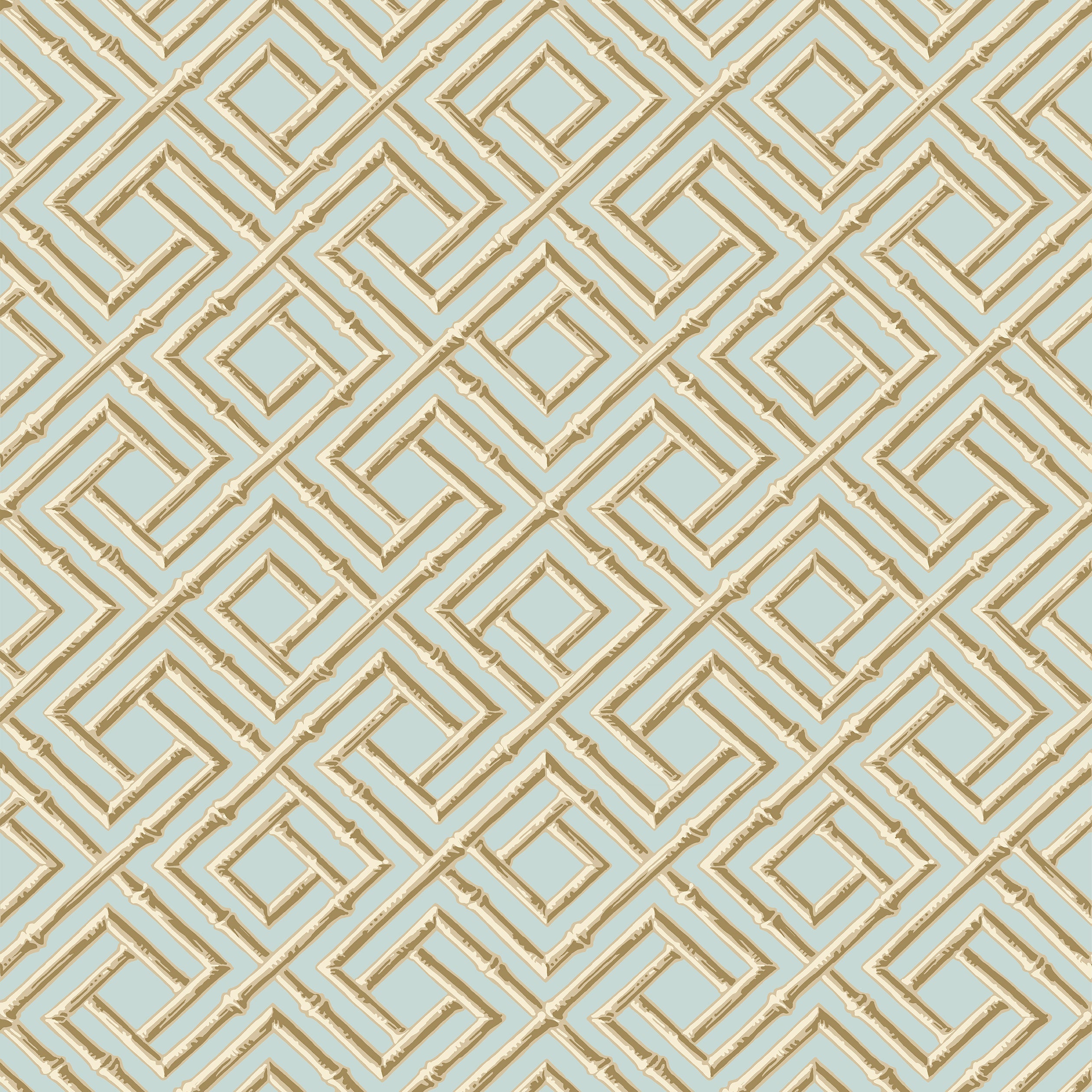 French Lattice wallpaper in blue and beige color - pattern number T42046 - by Thibaut in the Sojourn collection