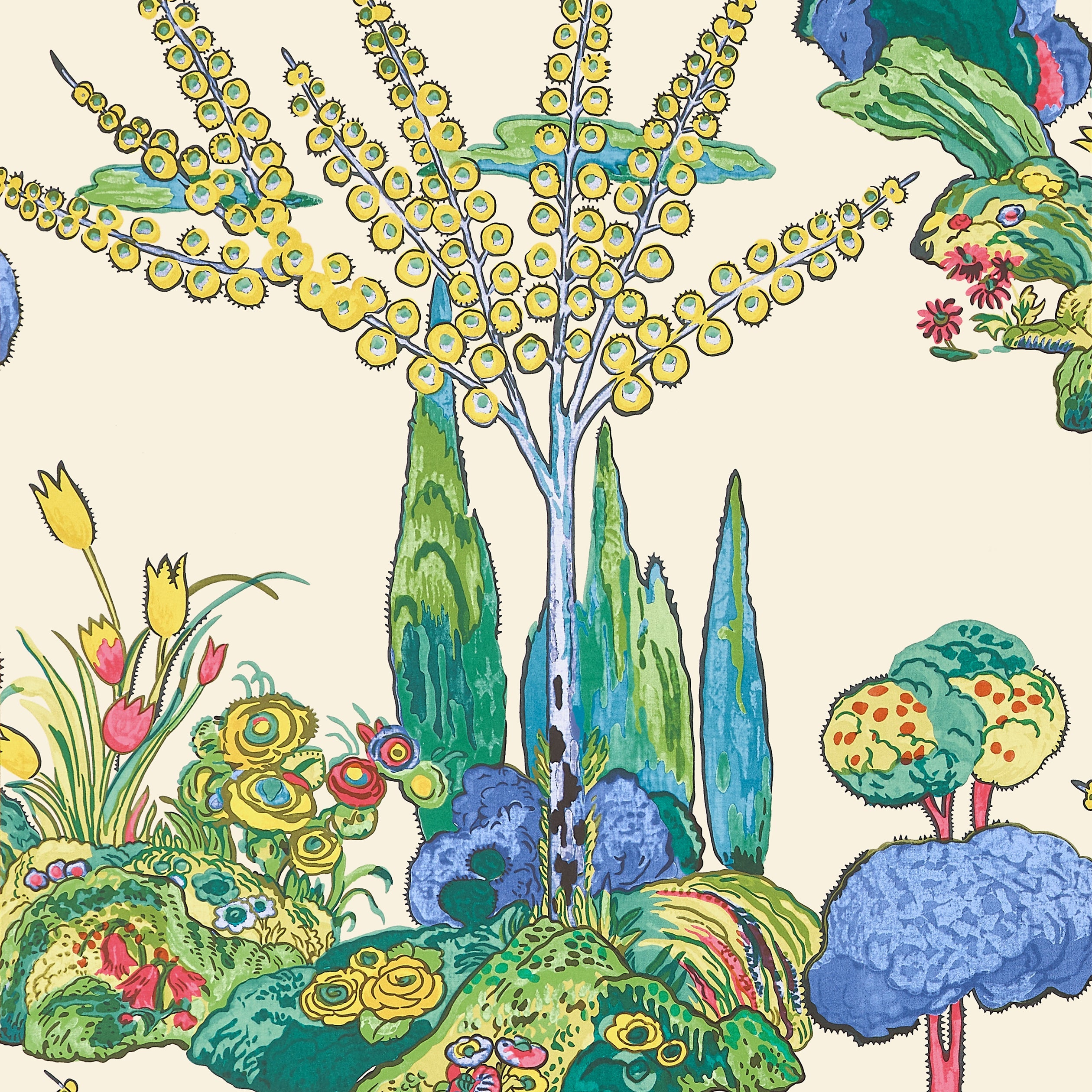 Orleans wallpaper in yellow and red color - pattern number T45029 - by Thibaut in the Wanderlust collection