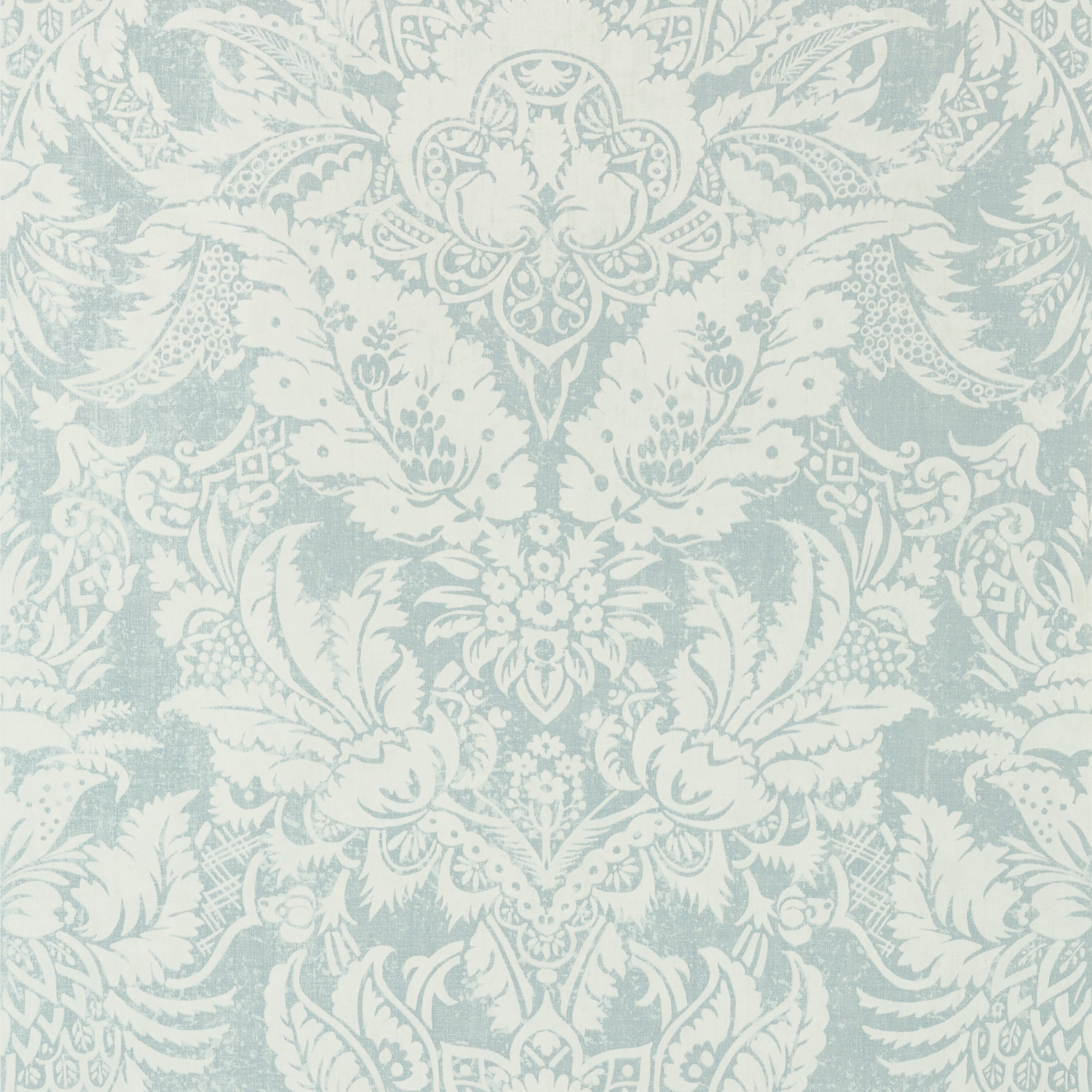 Chardonnet Damask fabric in aqua color - pattern number T72585 - by Thibaut in the Chestnut Hill collection