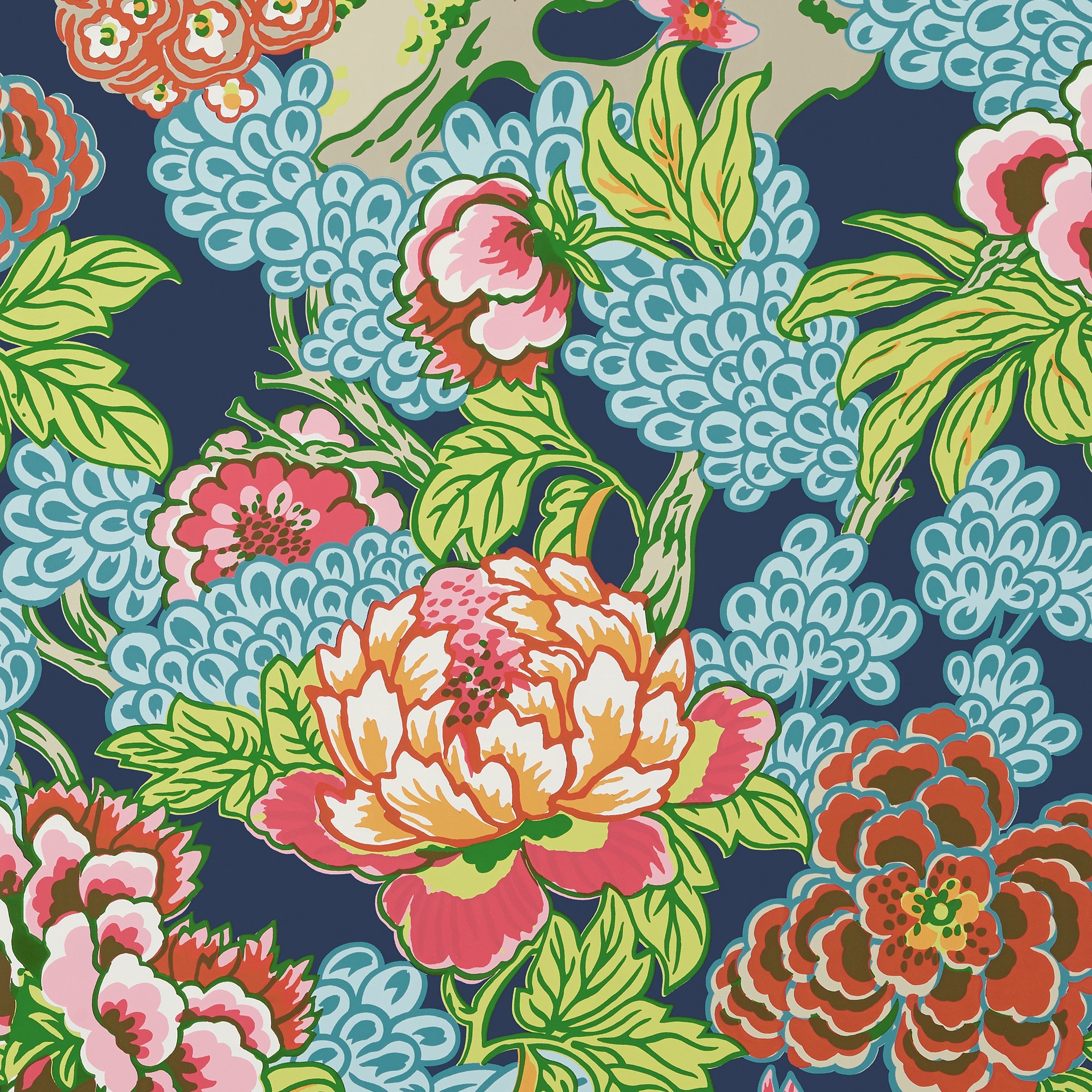 Honshu fabric in navy color - pattern number T75488 - by Thibaut in the Dynasty collection